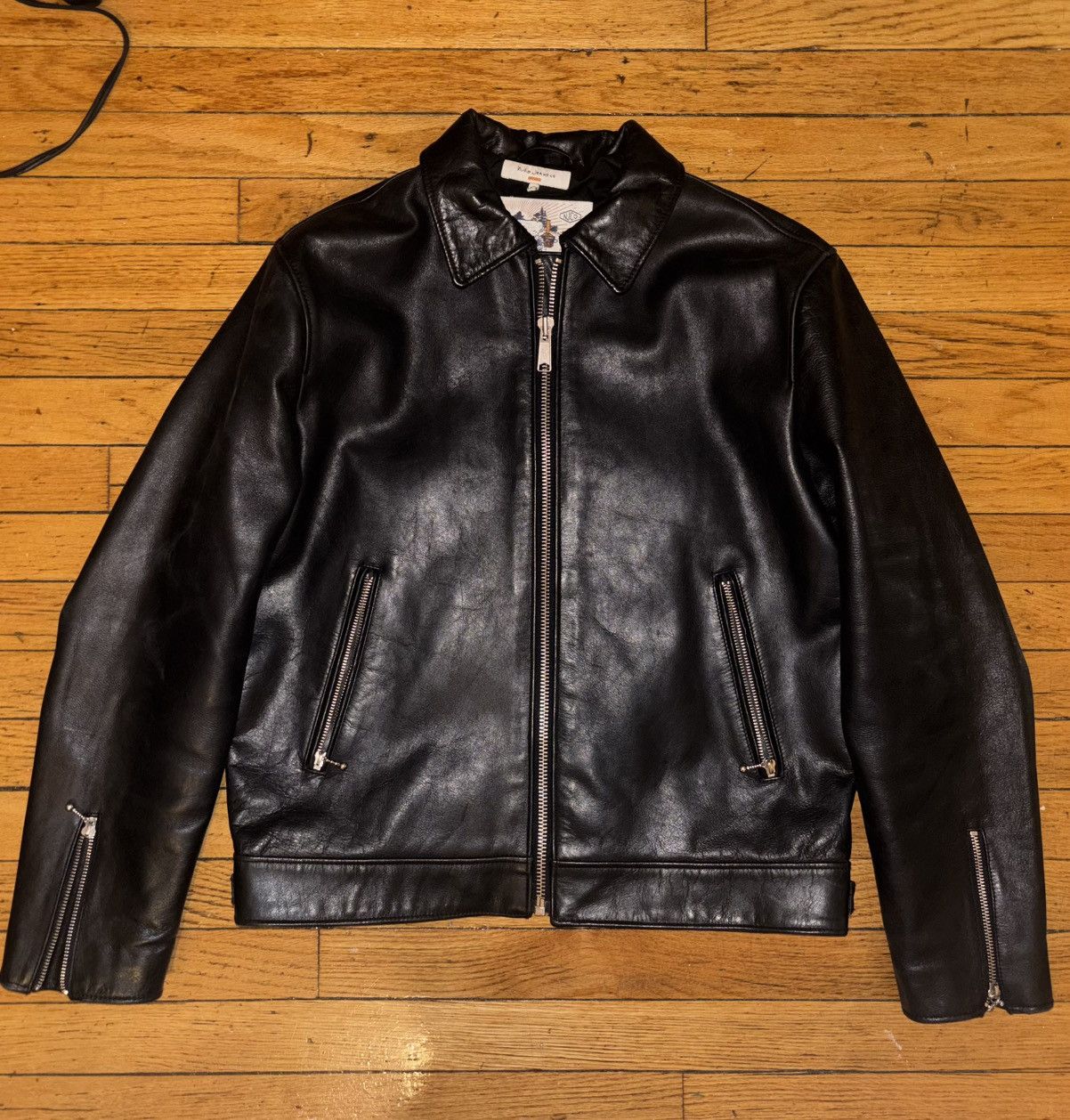 ジャケット・アウター Nudie Jeans ZIGGY PUNK LEATHER JACKET Nudie Jeans Ziggy Punk Leather Black | Motorcycle Jacket