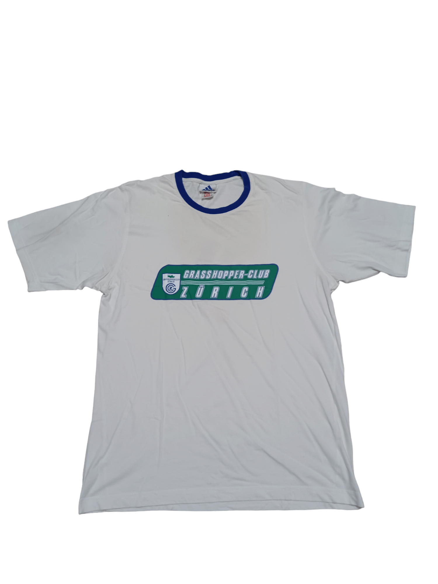Pre-owned 1990x Clothing X Adidas Grasshopers Zurich Adidas Vintage 90's Soccer Tee Biglogo In White