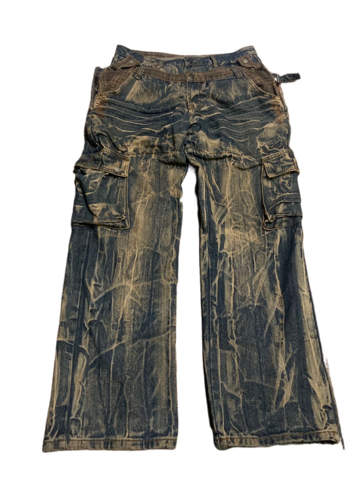 RUSTY LEVIS CARGO CUSTOM DOUBLE WAIST PUNK DESIGNER INSPIRED