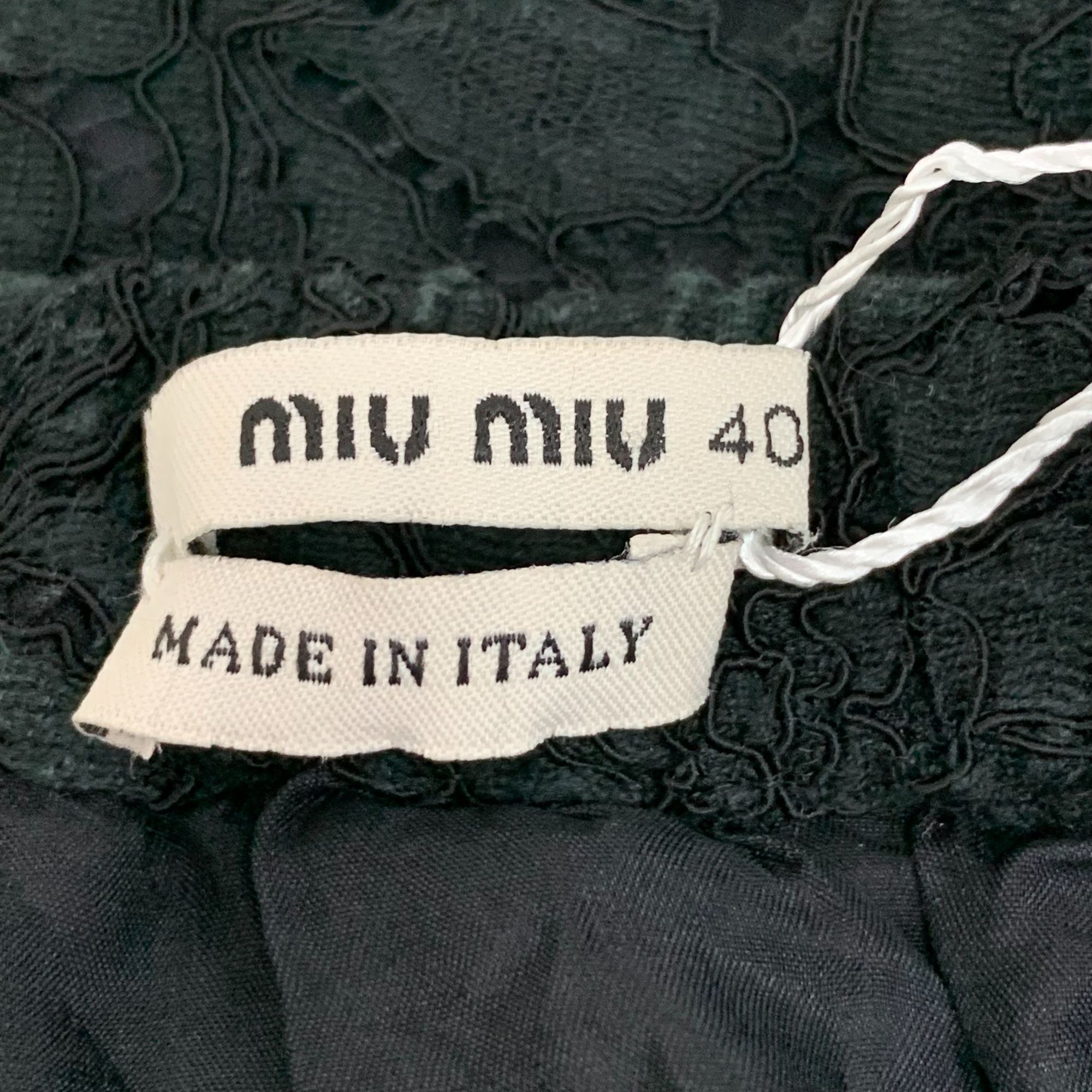 Miu Miu Miu Miu Womens Black Lace Elastic Waist Floral Perforated Co Size 40" / US 18 - 2 Thumbnail
