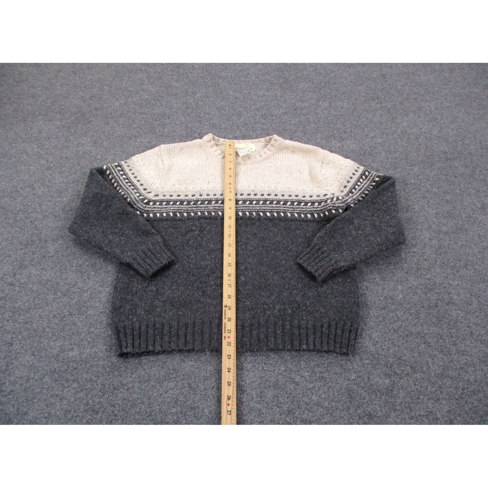 Vintage Irelandseye Sweater Womens M Gray White Lambs Wool Silk Heavy Vintage Pullover Crew Neck Thermal Womens Size M / US 6-8 / IT 42-44 - 3 Thumbnail
