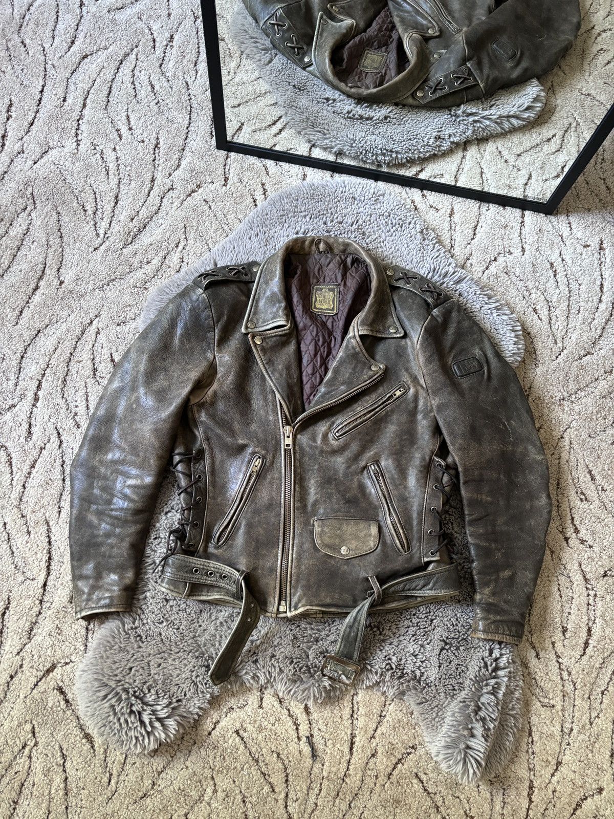 Genuine Leather × Vintage IXS Vintage 90s RARE WASHED DISTRESSED LEATHER JACKET Size US M / EU 48-50 / 2 - 3 Thumbnail