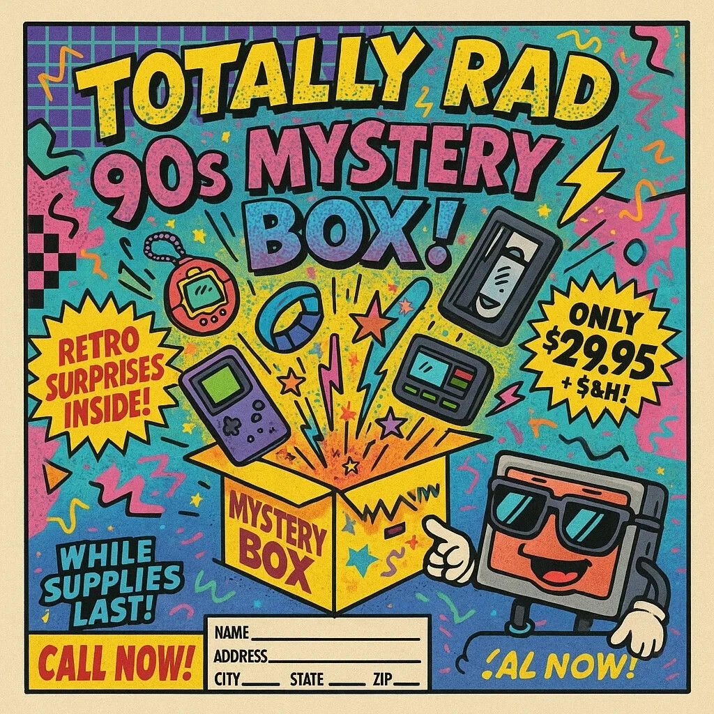 Hook-Ups 90s Retro Mystery Box Vintage Throwback Items Surprise Lot Size ONE SIZE - 1 Thumbnail