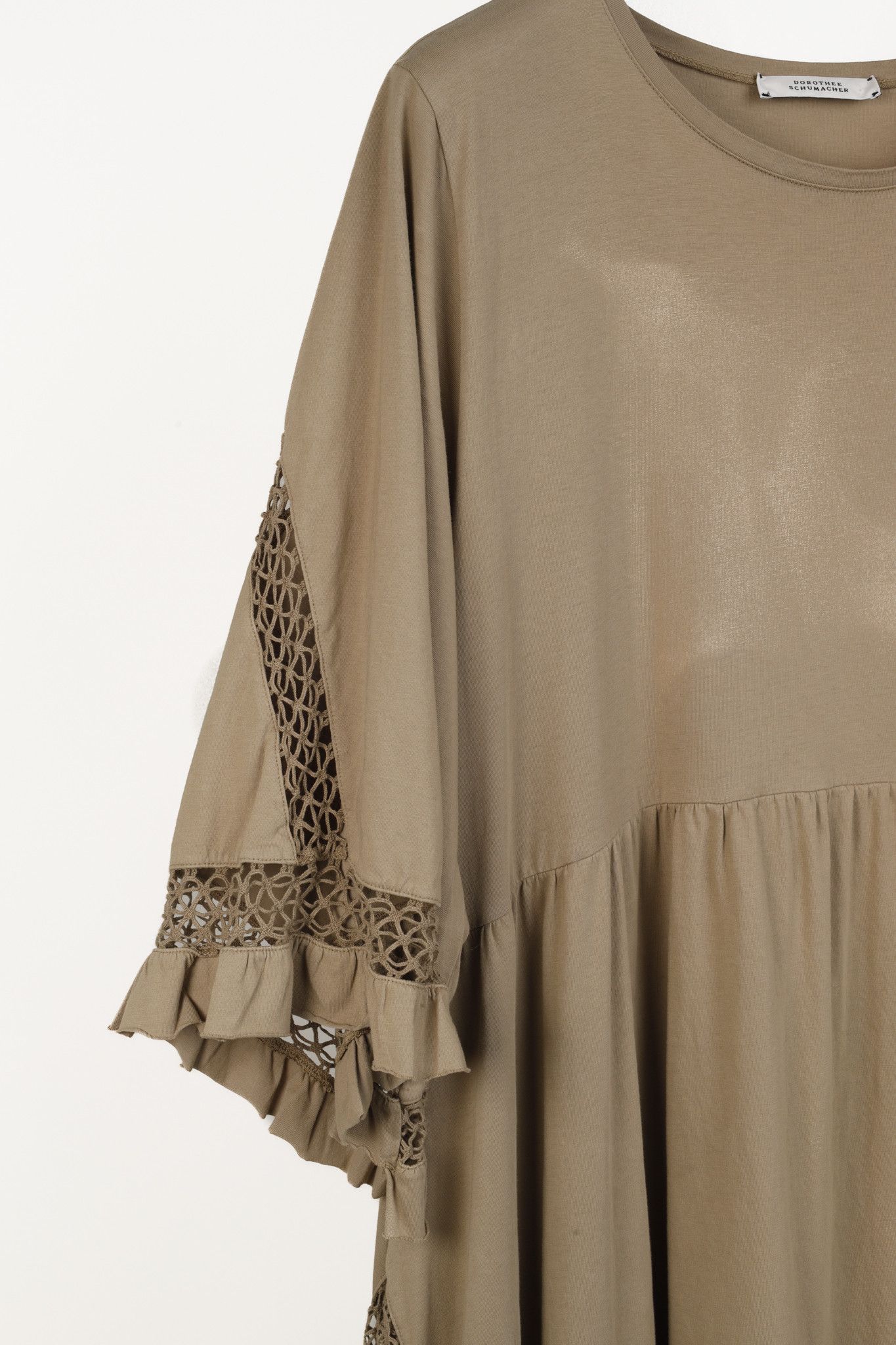 DOROTHEE SCHUMACHER Dorothee Schumacher Brown Crochet-Trim Tiered Maxi Dress Size XL / US 12-14 / IT 48-50 - 5 Thumbnail