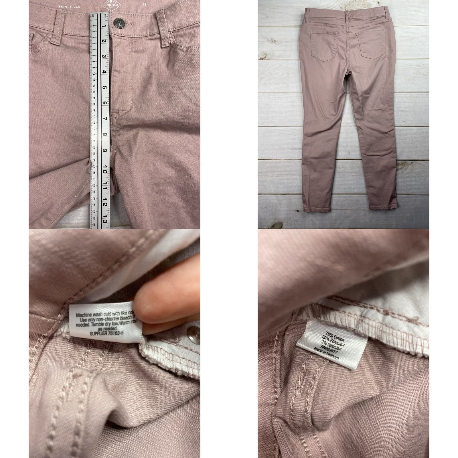 Vintage St. John's Bay Jeans Womens 12 Skinny Mid Rise Pink Stretch Denim 5-Pocket Regular Replaceable? (Note: Repaired) Size 34" / US 12 / IT 48 - 8 Thumbnail