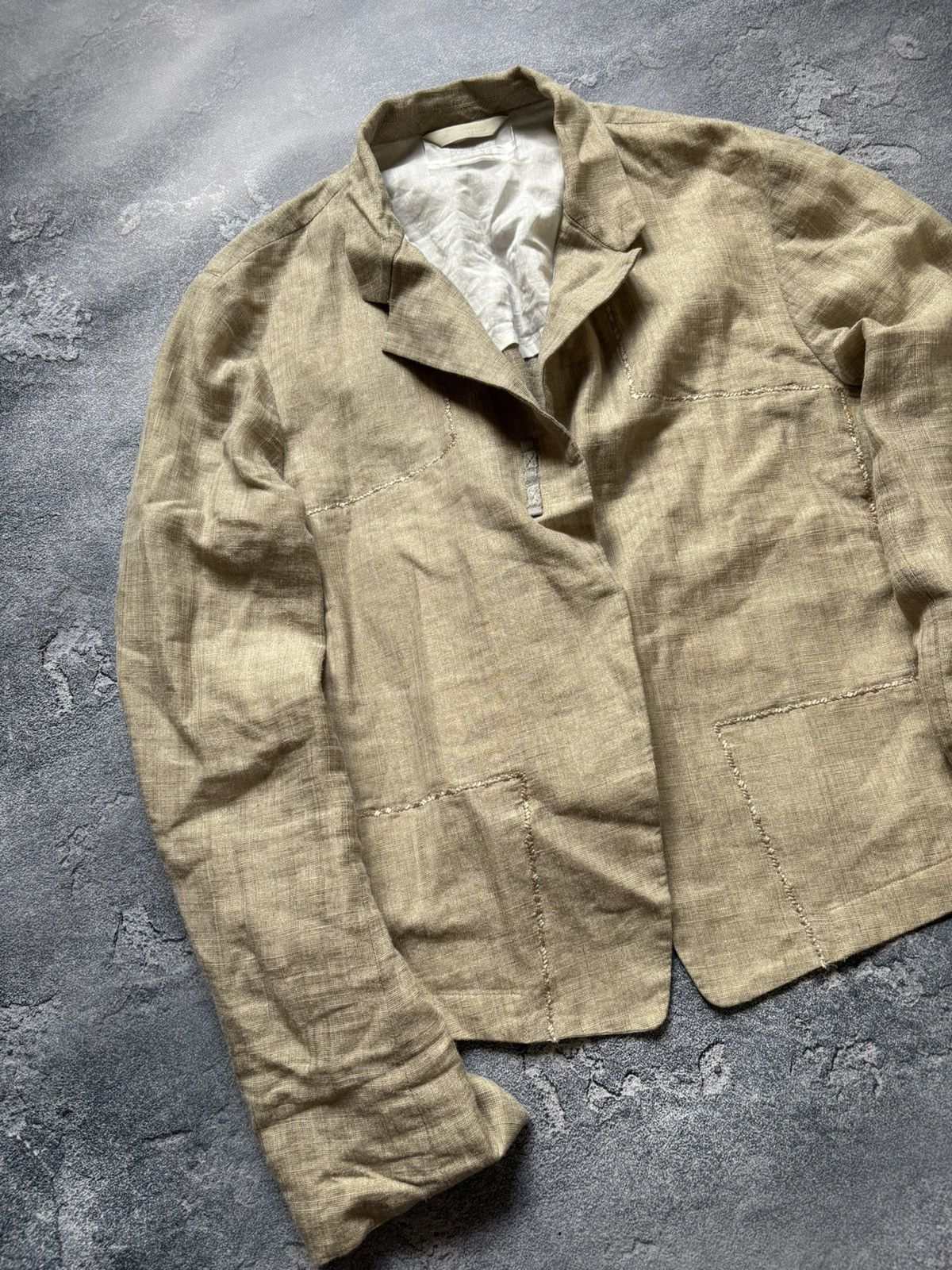 Marithe + Francois Girbaud Vintage Marithe Francois Girbaud Beige Linen Blazer Jacket Size XS / US 0-2 / IT 36-38 - 3 Thumbnail