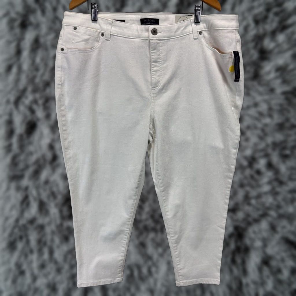 Talbots VINTAGE? No. Talbots Jegging Crop Jeans - Plus Size 22W - White - Cotton Denim - Zip Fly - Crop Style - Classic Fit Womens Jeans Size 40" / US 18 - 1 Thumbnail