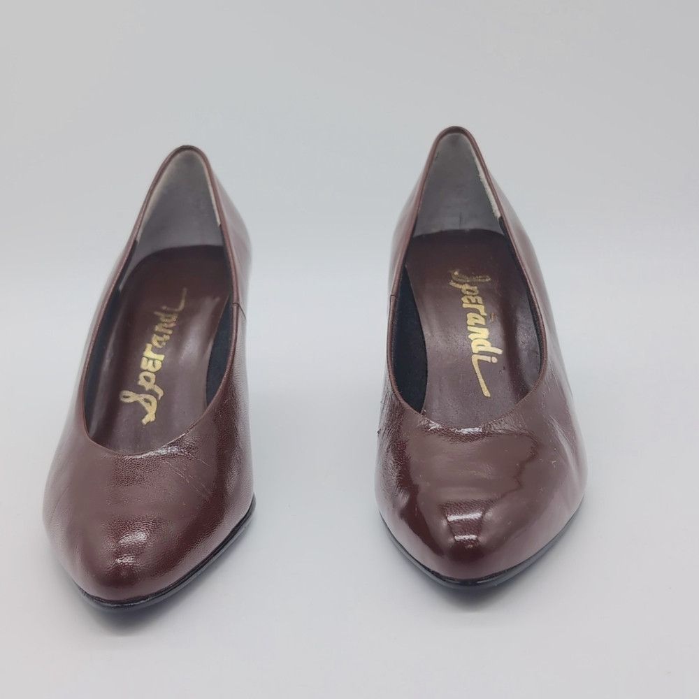 Vintage Elegant Sperandi Sz 8 Brown Leather Pumps Vintage 80s Like Size US 8 / IT 38 - 3 Thumbnail