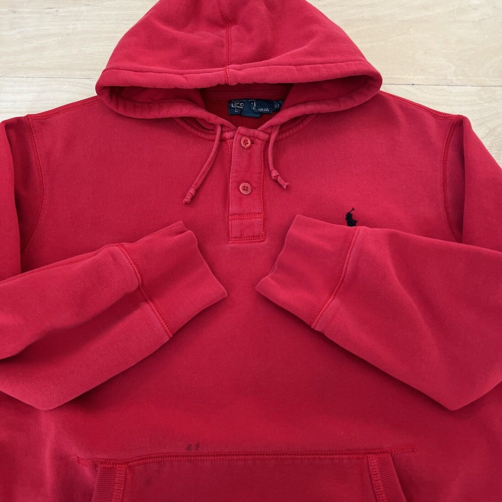 Polo Ralph Lauren × Vintage Vintage Polo Ralph Lauren Hoodie XL Red 90s New York Size US XL / EU 56 / 4 - 3 Thumbnail