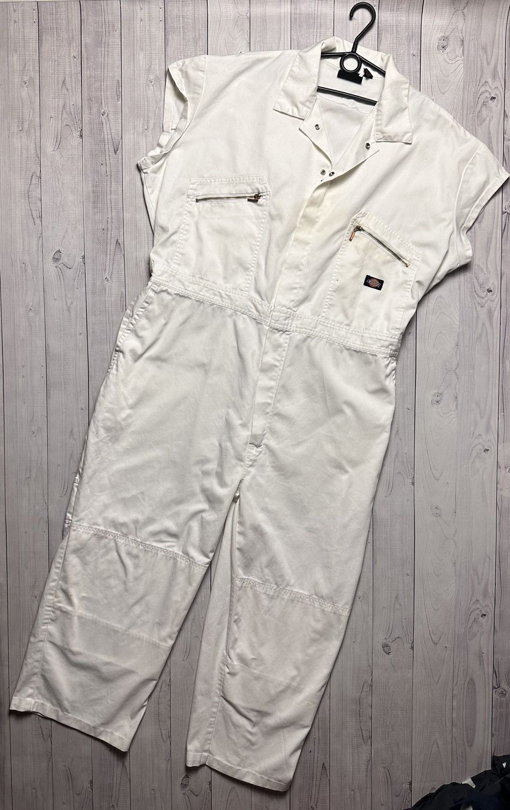 Vintage Dickies overall streetwear size XL logo white denim