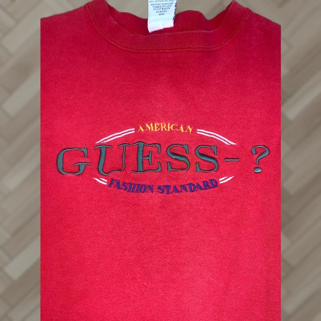 Guess VINTAGE GUESS Sweatshirt Men One Size Red Embroidered 90s USA 12355 Sweatshirt Size US M / EU 48-50 / 2 - 1 Thumbnail