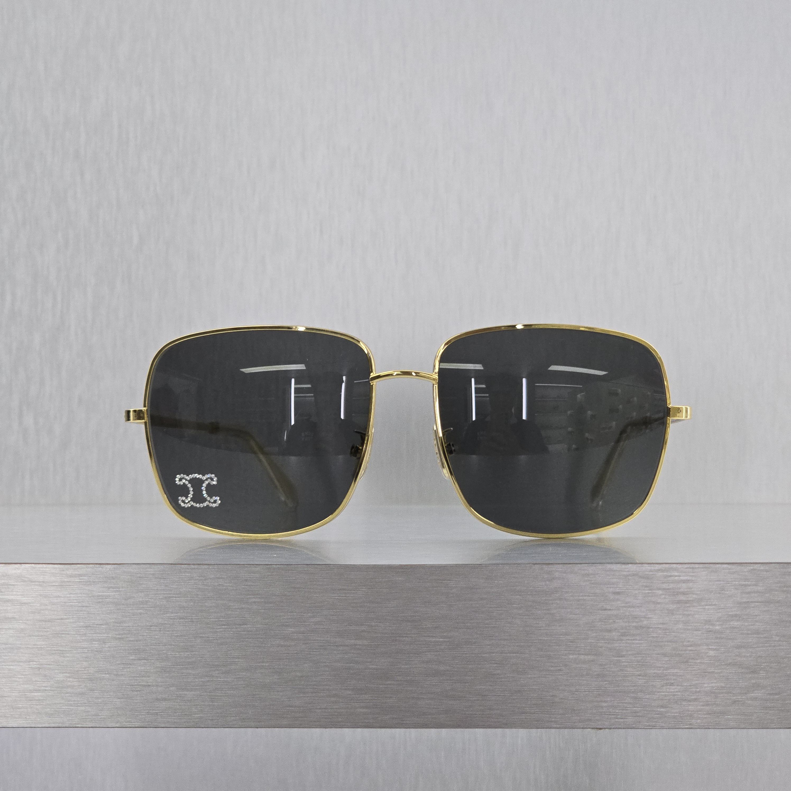 Celine CELINE Triomphe Rhinestone 01 In Metal Crystals GOLD/SMOKE Size ONE SIZE - 6 Thumbnail