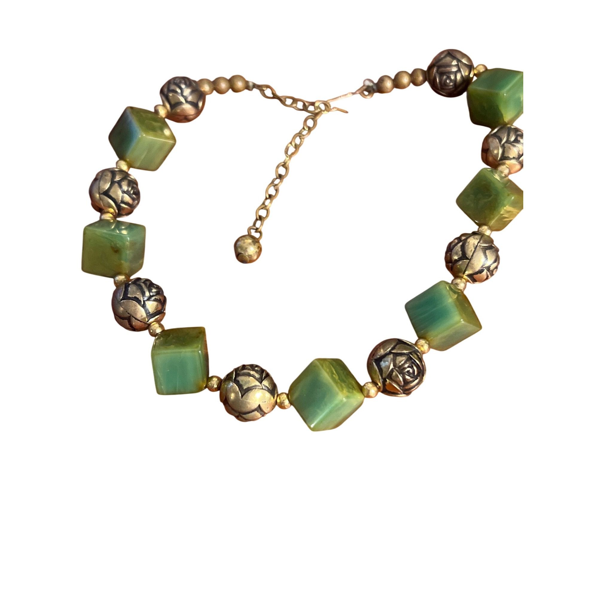 Other Vintage Bakelite Green Moss Square Bead Choker Collar Neckla Size ONE SIZE - 1 Thumbnail