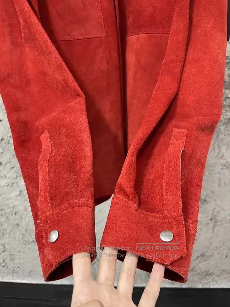 Rick Owens Rick Owens Red Suede Jacket with Pockets. Size US L / EU 52-54 / 3 - 5 Thumbnail