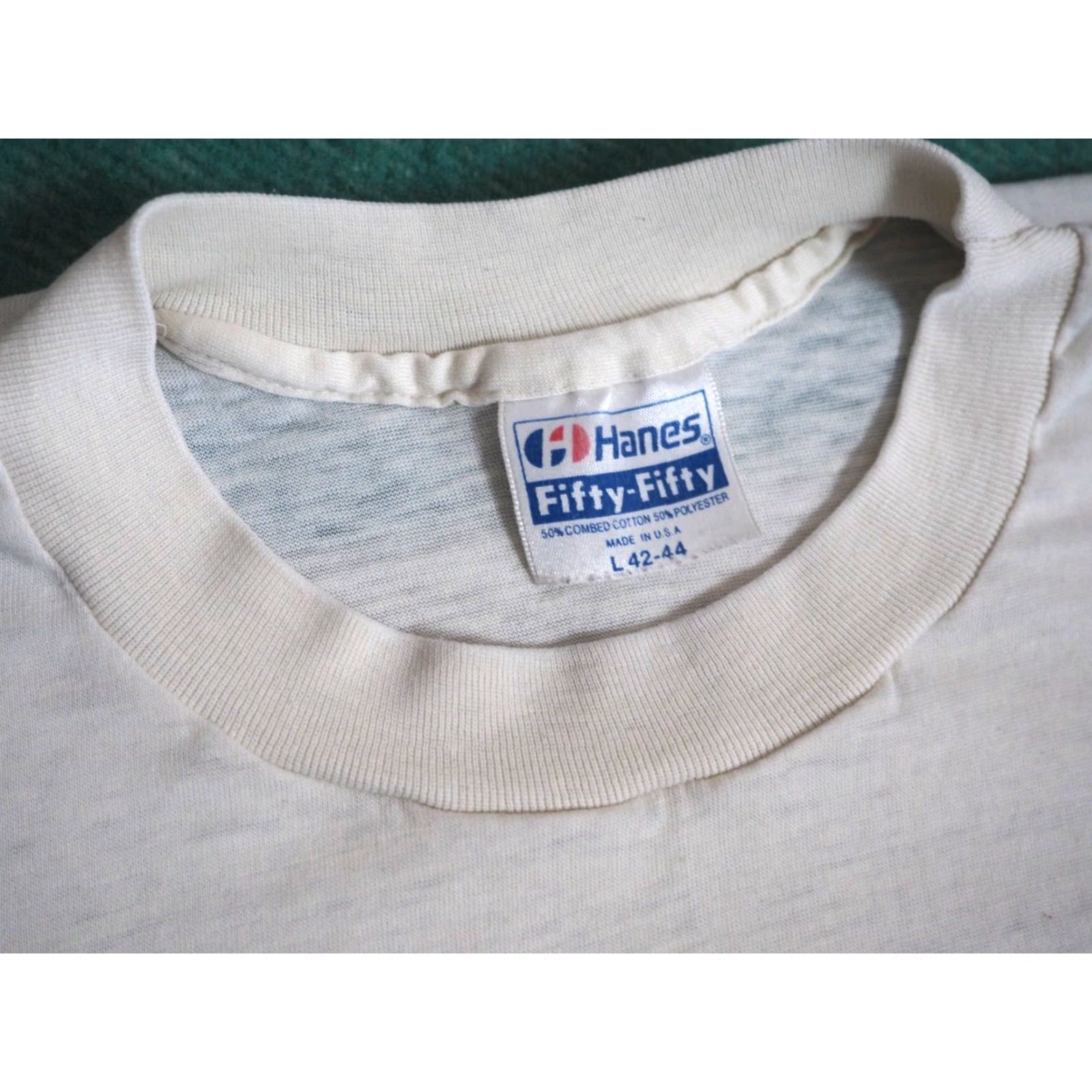 Hanes VTG 80s Hanes Tee T-Shirt M Beige Graphic Duck Travel 50/50 Cotton Blend Men Size US M / EU 48-50 / 2 - 4 Thumbnail