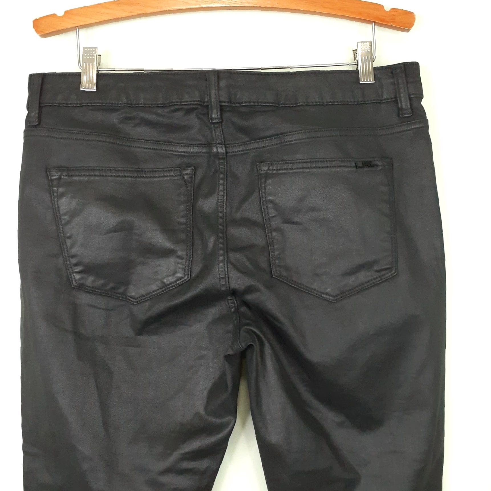 Ralph Lauren Lauren Ralph Lauren Black Label Shiny Lightweight Denim Pants Womens 34x30 Slim Tapered Inseam 30 Black Size 24" / US 00 / IT 34 - 4 Thumbnail