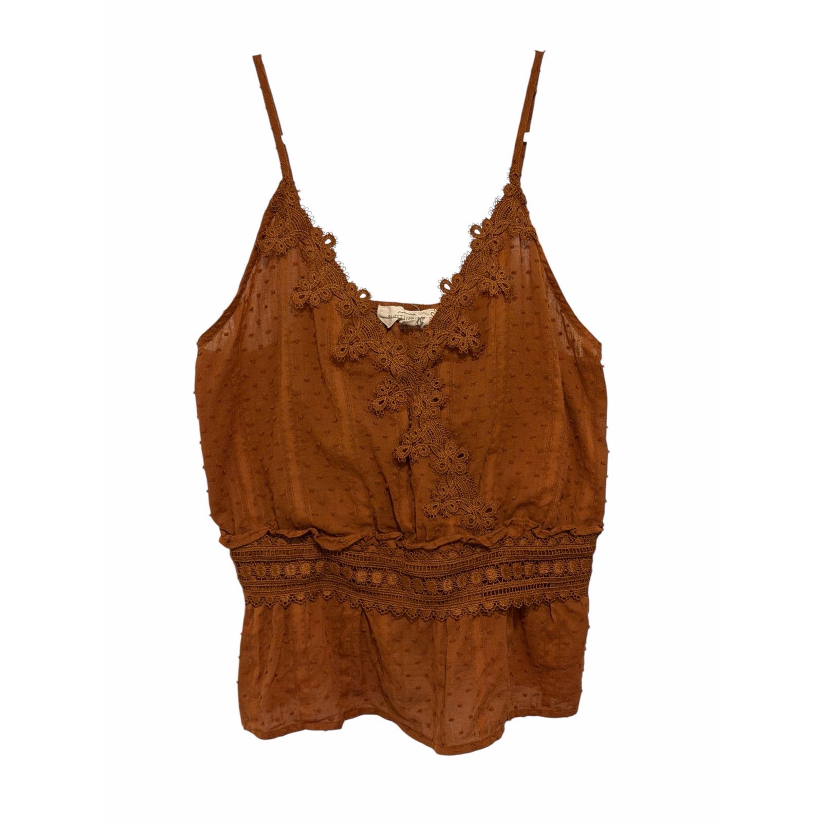 Other Sweet Wanderer Orange Brown Sleeveless V-Neck Lace Top Size M / US 6-8 / IT 42-44 - 1 Thumbnail
