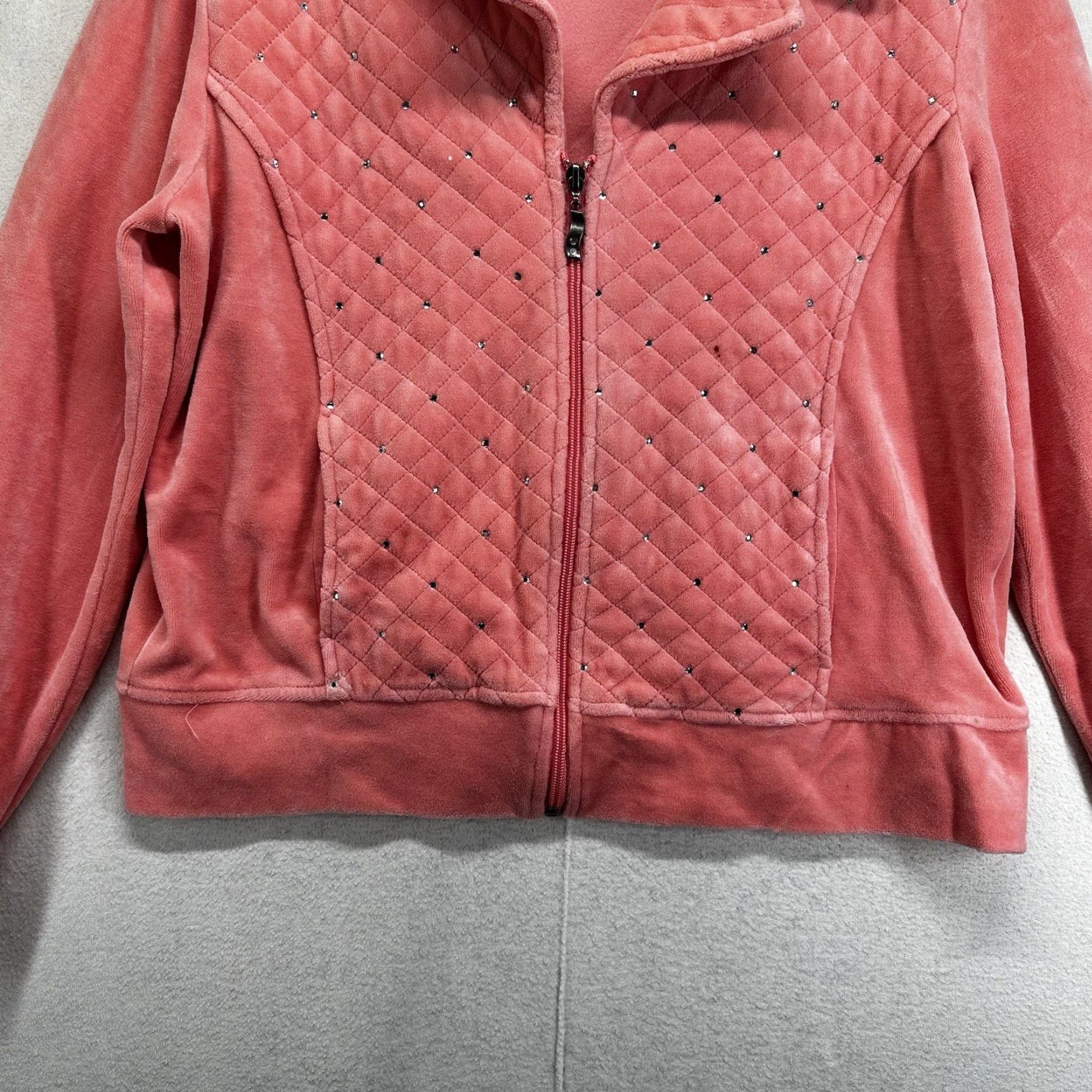 CLOT CA.SUAL BY CA SPORT Womens Faux Suede Cloth Jacket Zip Short Pink Petite Large Buttons Studded Casual Party/Cocktail Travel Womens Size L / US 10 / IT 46 - 4 Thumbnail