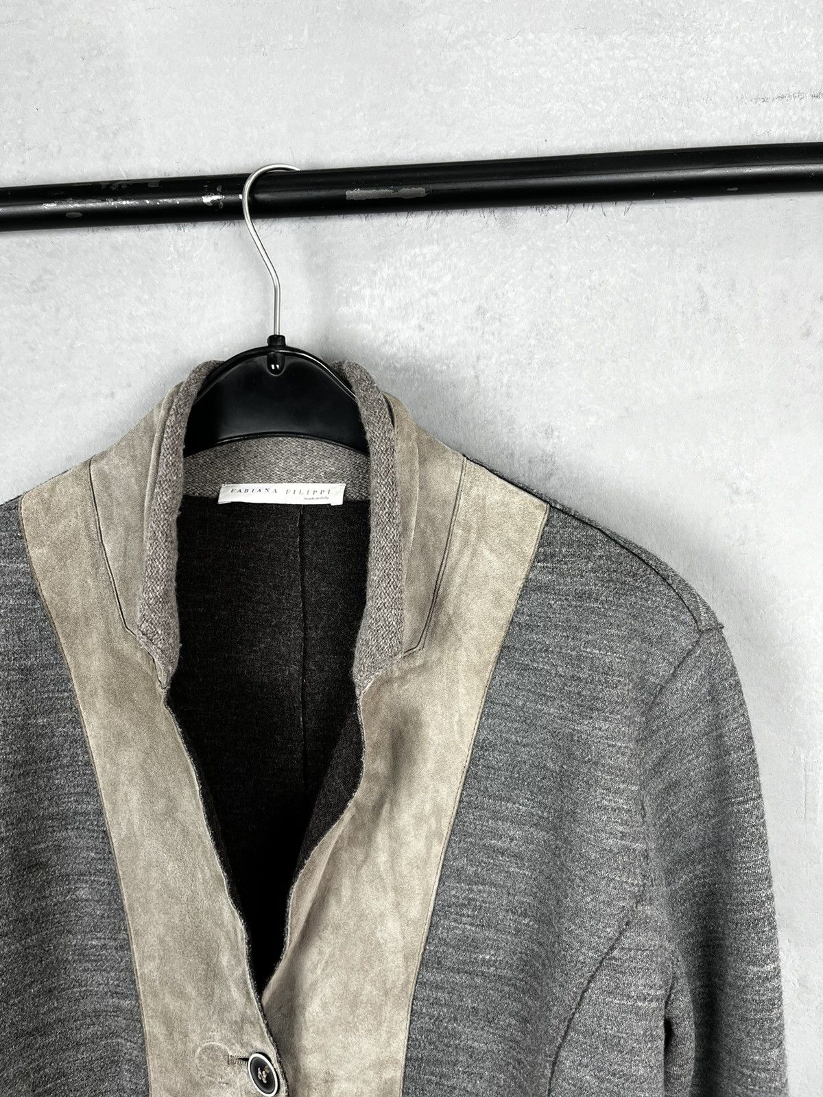 Fabiana Filippi Fabiana Filippi leather wool blazer jacket Size L / US 10 / IT 46 - 2 Thumbnail