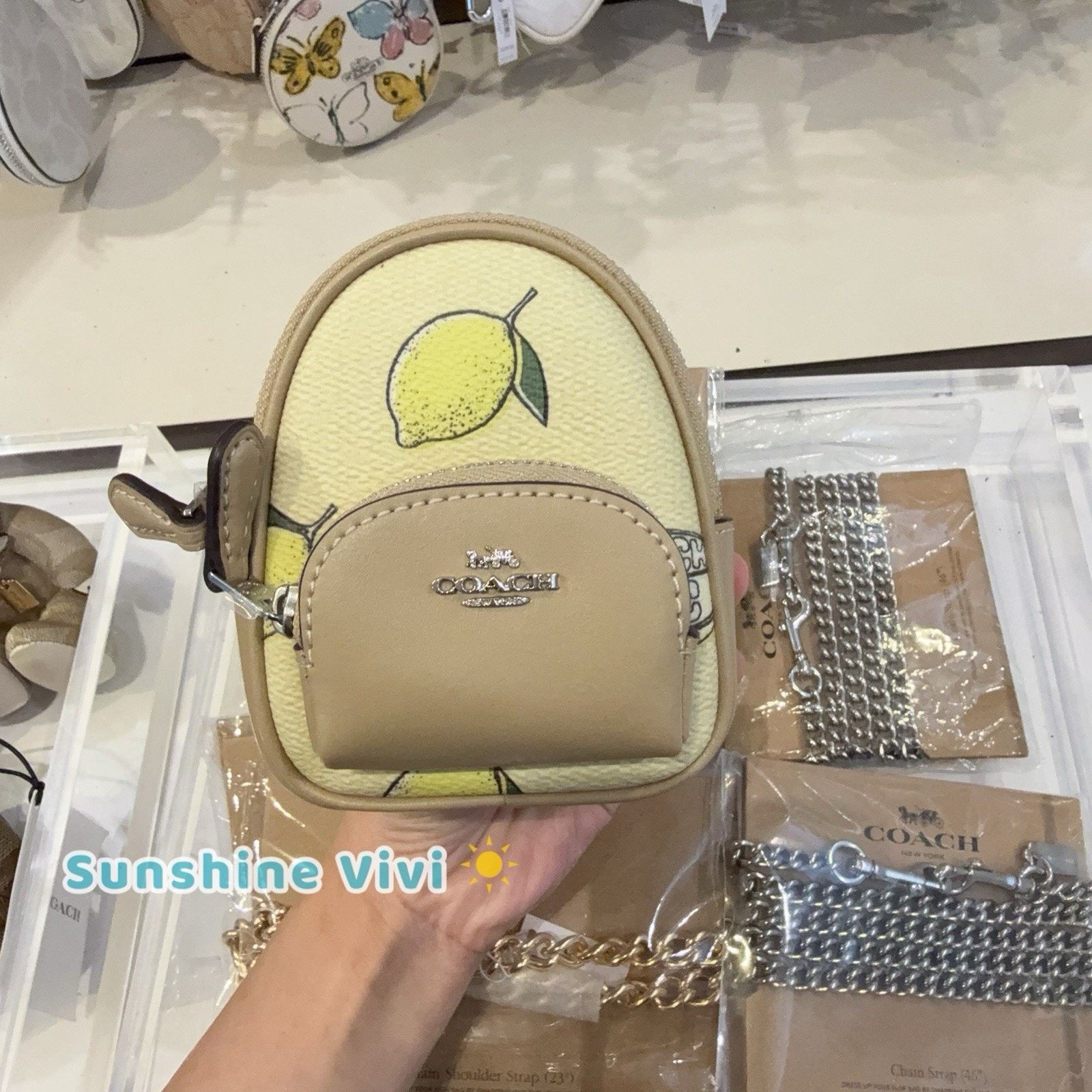 Coach NWT Coach CAP03 Mini Court Backpack Bag Charm Lemon Size ONE SIZE - 6 Thumbnail