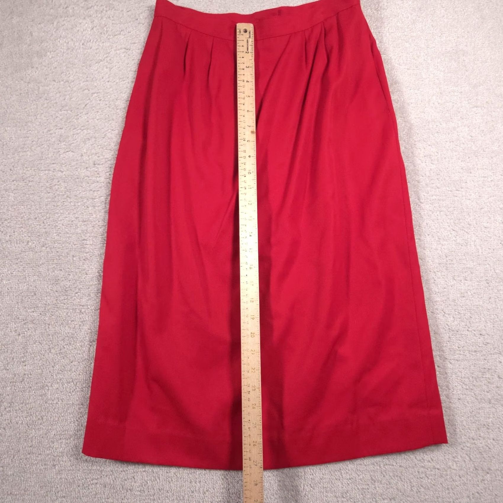 Worthington Worthington Skirt Womens 10 Red Pleated Lined Midi Pockets Slit Work Size 32" / US 10 / IT 46 - 7 Thumbnail