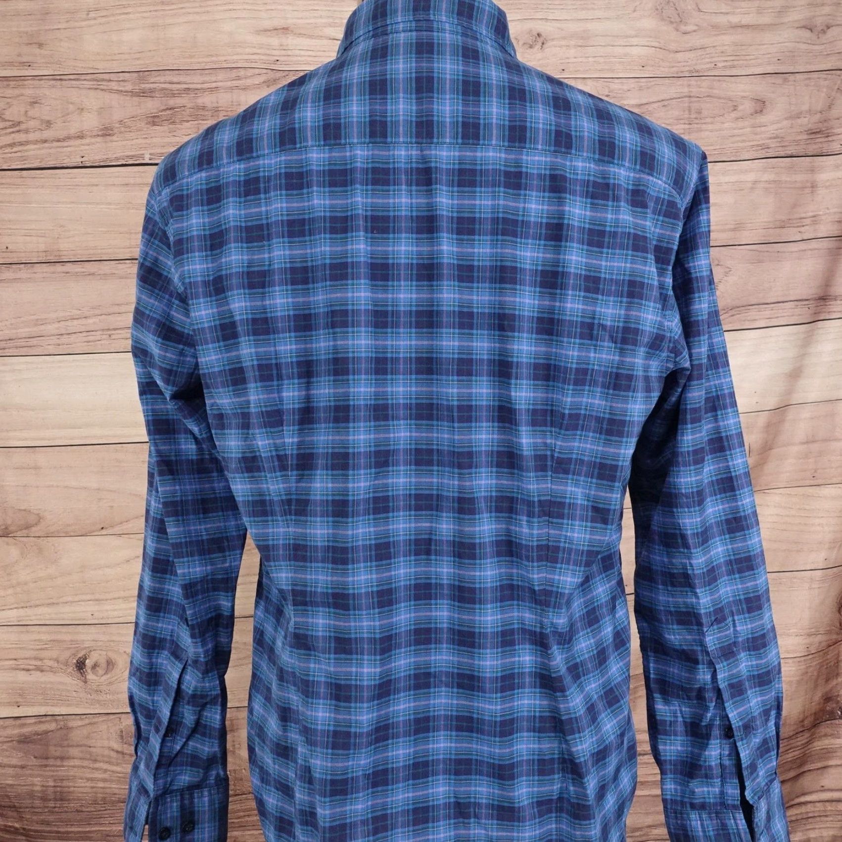 Bonobos Bonobos Shirt Mens Medium Blue Plaid Athletic Fit Long Sleeve Button-Up Stretch Size US M / EU 48-50 / 2 - 4 Thumbnail