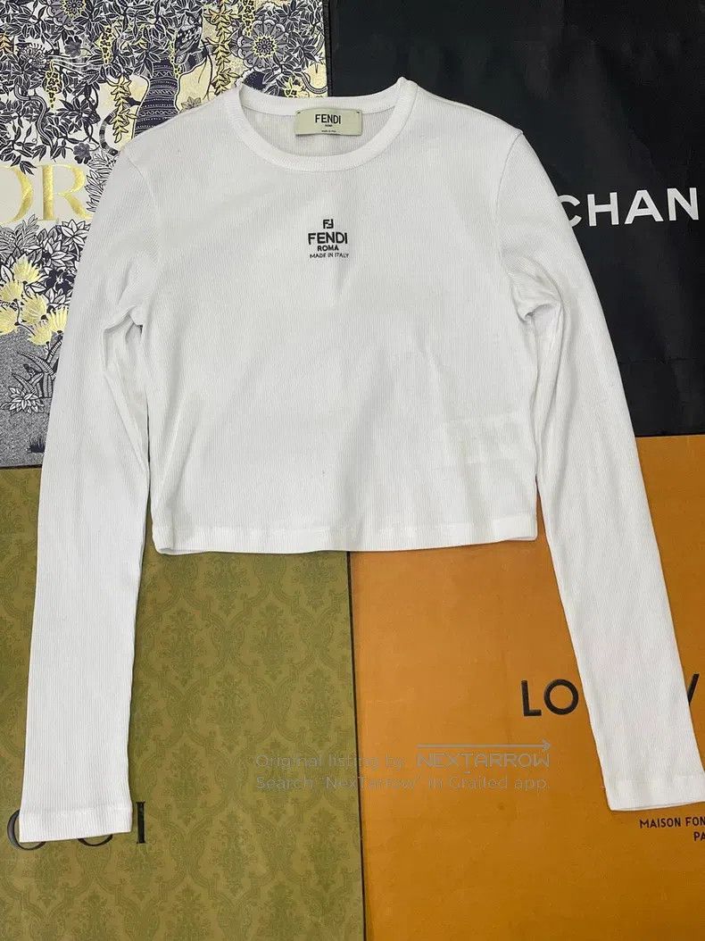 Fendi Fendi White Letter Knit Long Sleeve Underwear Size S / US 4 / IT 40 - 1 Thumbnail