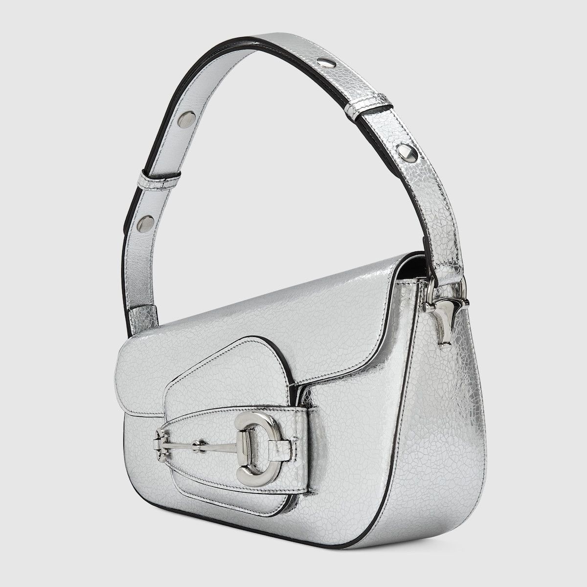 Gucci o1s1wg110225 Size: OS/ Horsebit Small Shoulder bag in Silver Size ONE SIZE - 2 Thumbnail