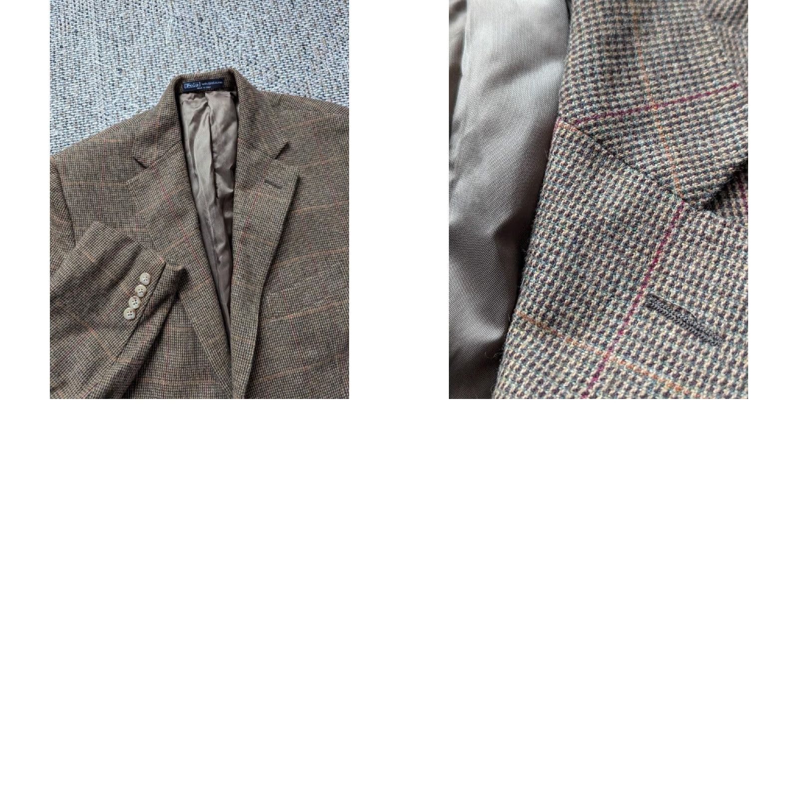 Polo Ralph Lauren VINTAGE POLO Ralph Lauren Blazer Shirt ITALY Made Angora Wool Windowpane 39L Brown Mens blazer Size US L / EU 52-54 / 3 - 9 Thumbnail