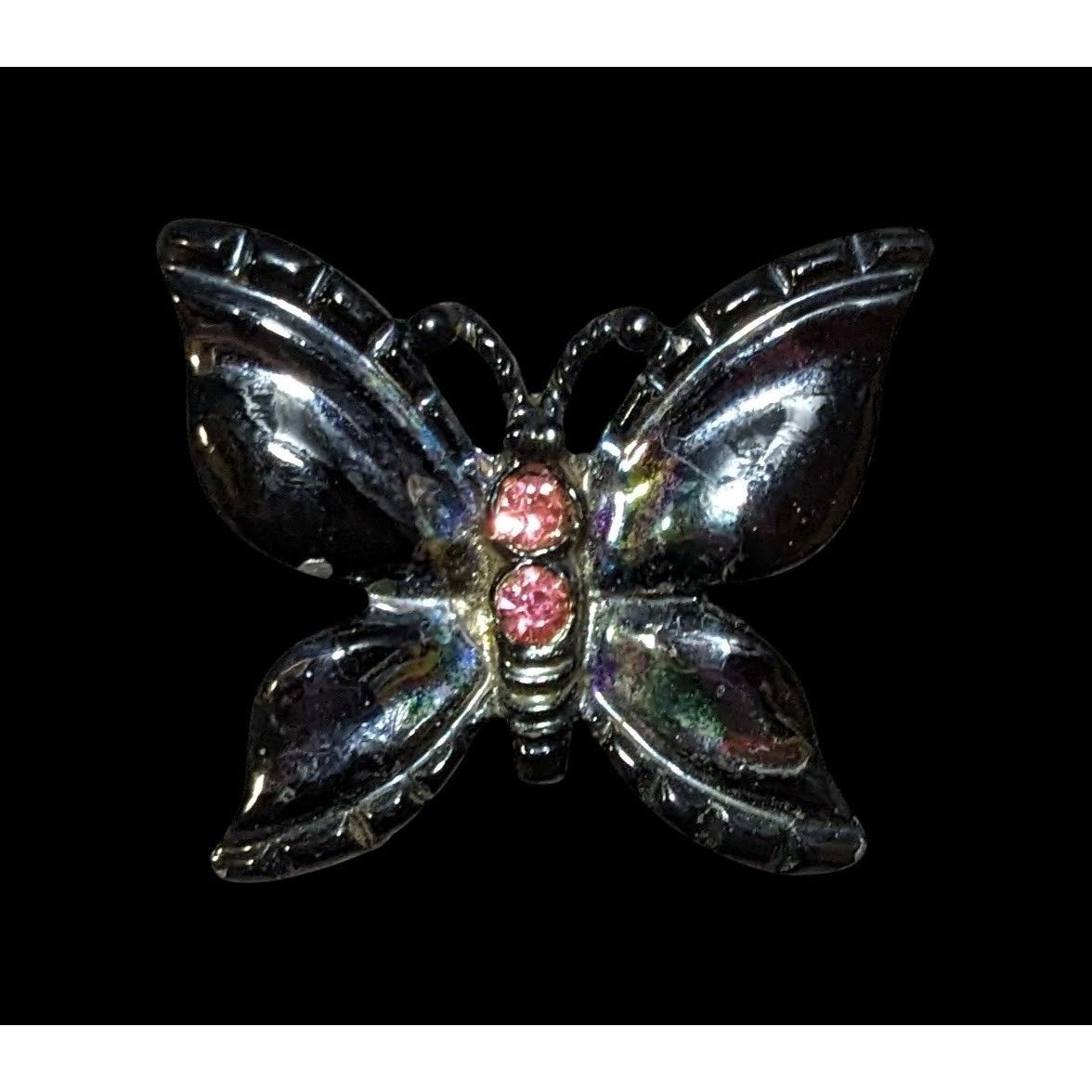 Other Whimsygoth Butterfly Oil Slick Pink Rhinestone Brooch Size ONE SIZE - 1 Thumbnail