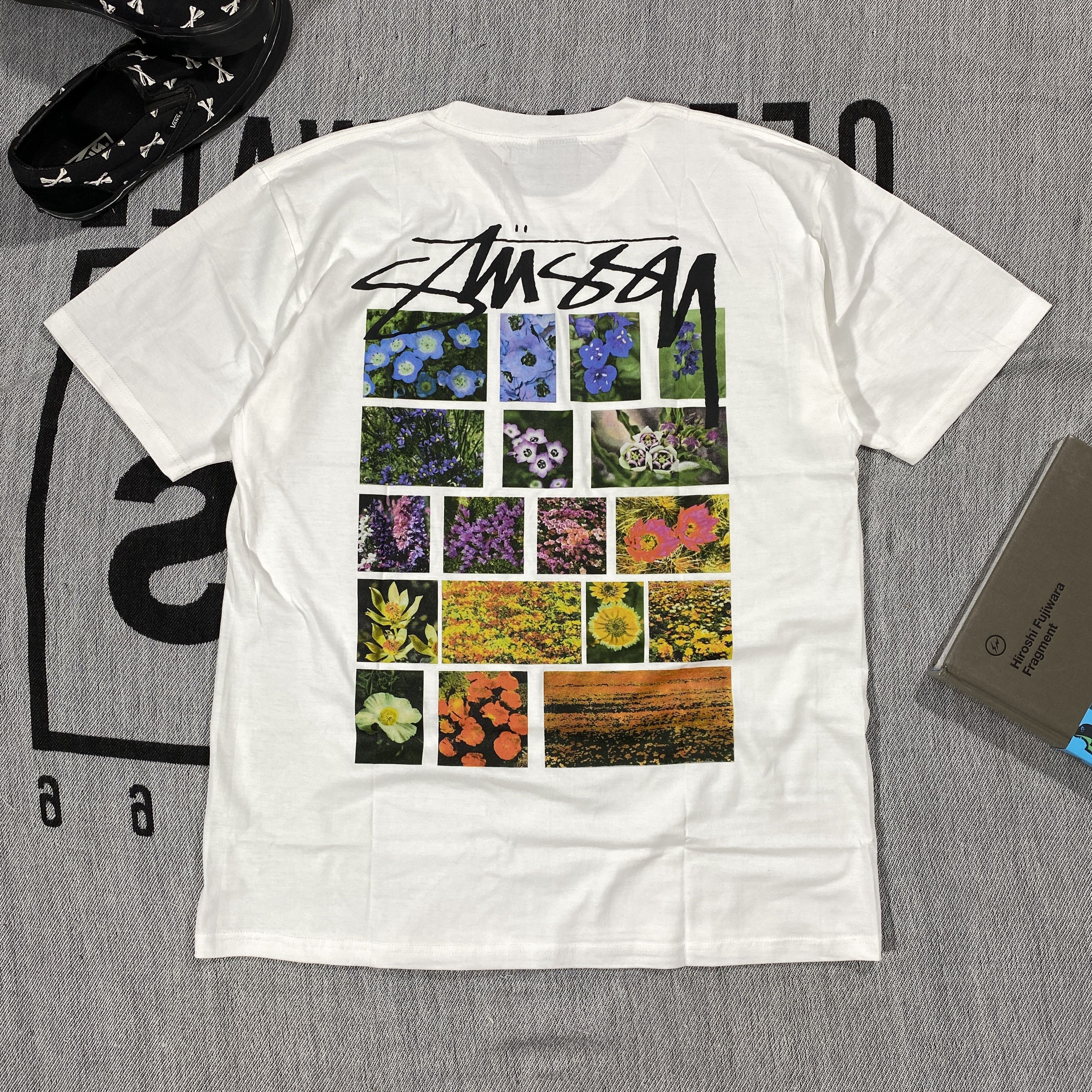 image of Stussy Flower Grid Tee Xlarge in White, Men's