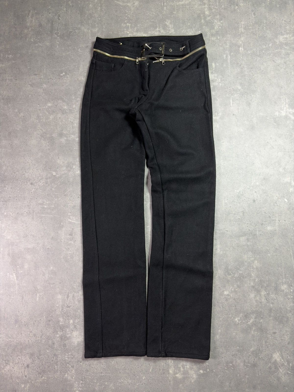 Jean Paul Gaultier 90s/00s Jean Paul Gaultier Zip Belt Heavy Wool Pants 40 S Size 27" / US 4 / IT 40 - 1 Thumbnail