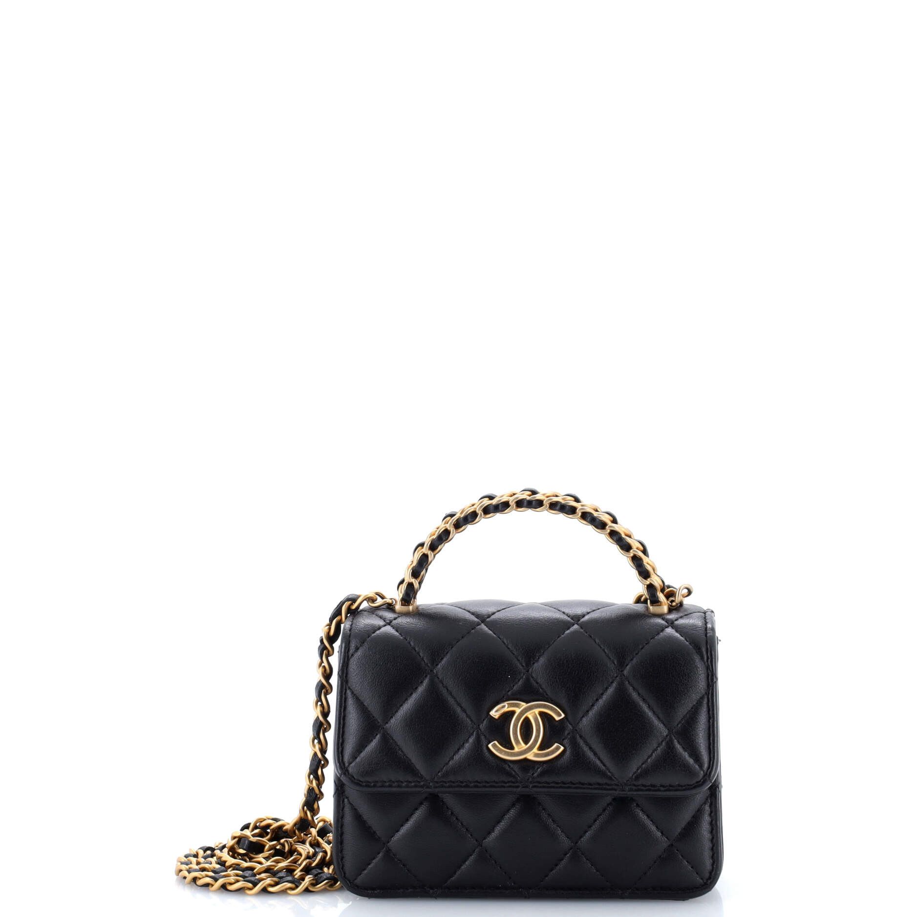 Chanel Woven Top Handle CC Flap Clutch on Chain Size ONE SIZE - 1 Thumbnail