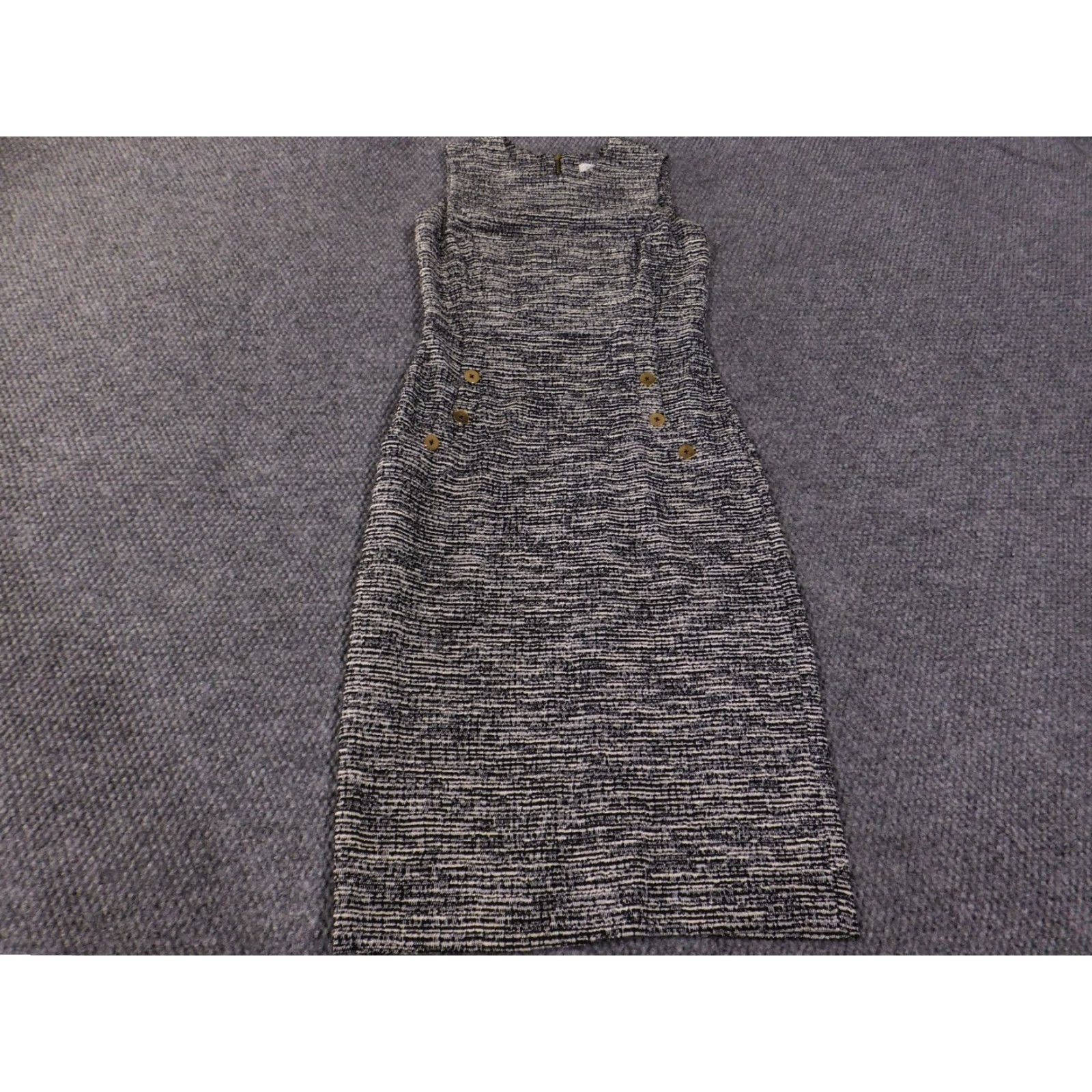 Calvin Klein Calvin Klein Dress Womens 2 Black White Tweed Sheath Knee Length Cap Sleeve Zip Boat Neck A-Line Career Elegant Size XS / US 0-2 / IT 36-38 - 2 Thumbnail