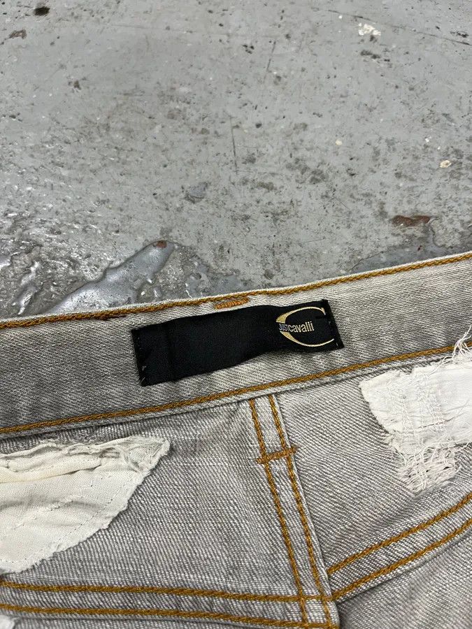 Just Cavalli 2000s Cavalli Distressed Stonewashed Grey Denim Jeans Size US 32 / EU 48 - 11 Thumbnail