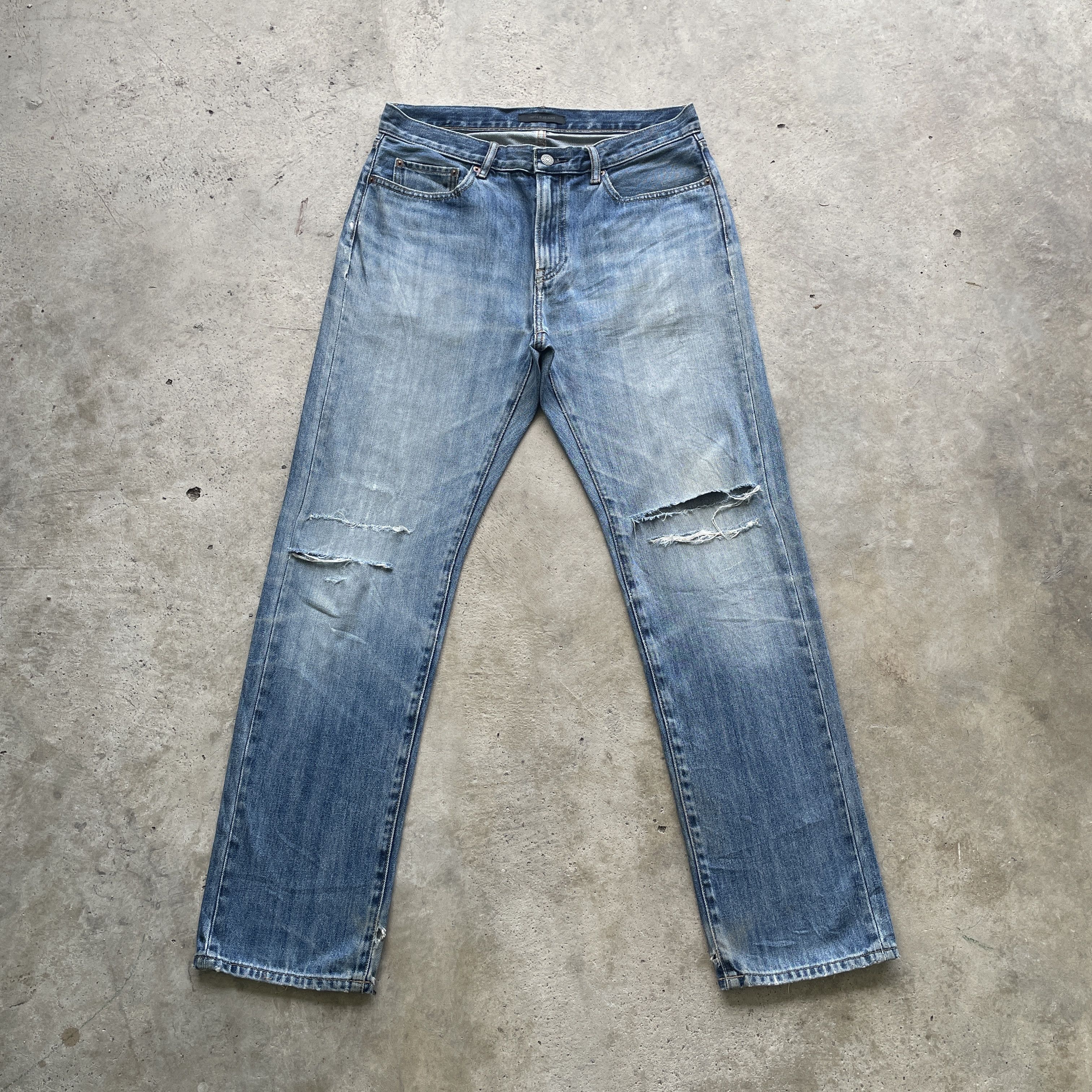 Japanese Brand VINTAGE JAPAN JEANS DISTRESS FADED RIPPED DENIM PANTS W33x31 Size US 33 - 2 Thumbnail