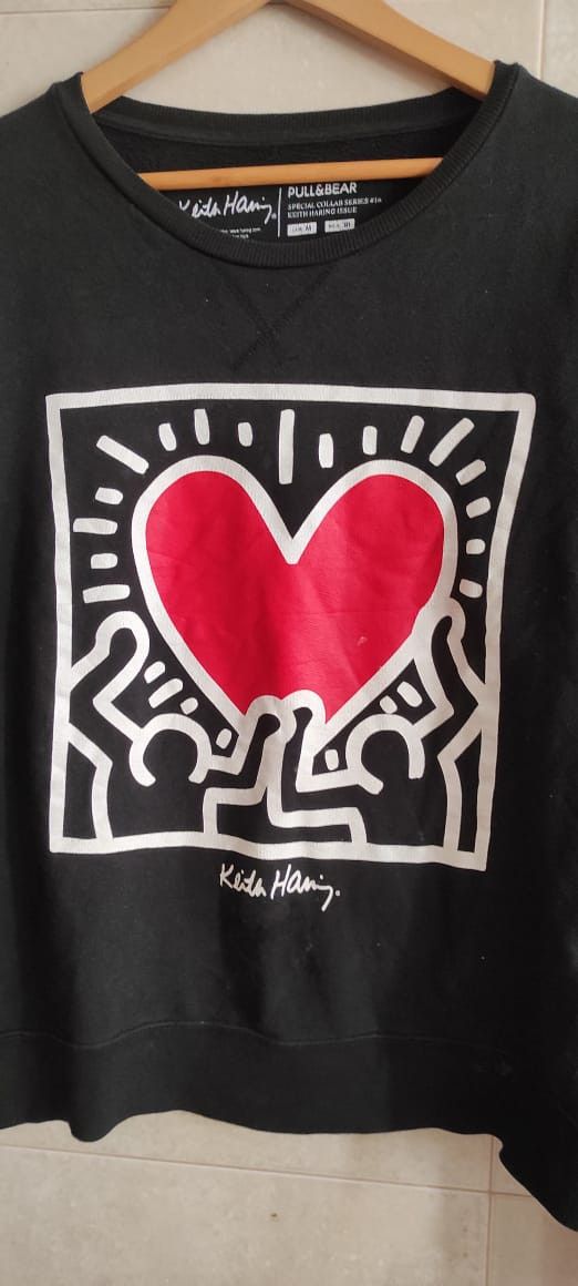 Keith Haring × Pull & Bear KEITH HARING SWEATSHIRT Dancing Heart Graphic Pullover Size M / US 6-8 / IT 42-44 - 10 Thumbnail
