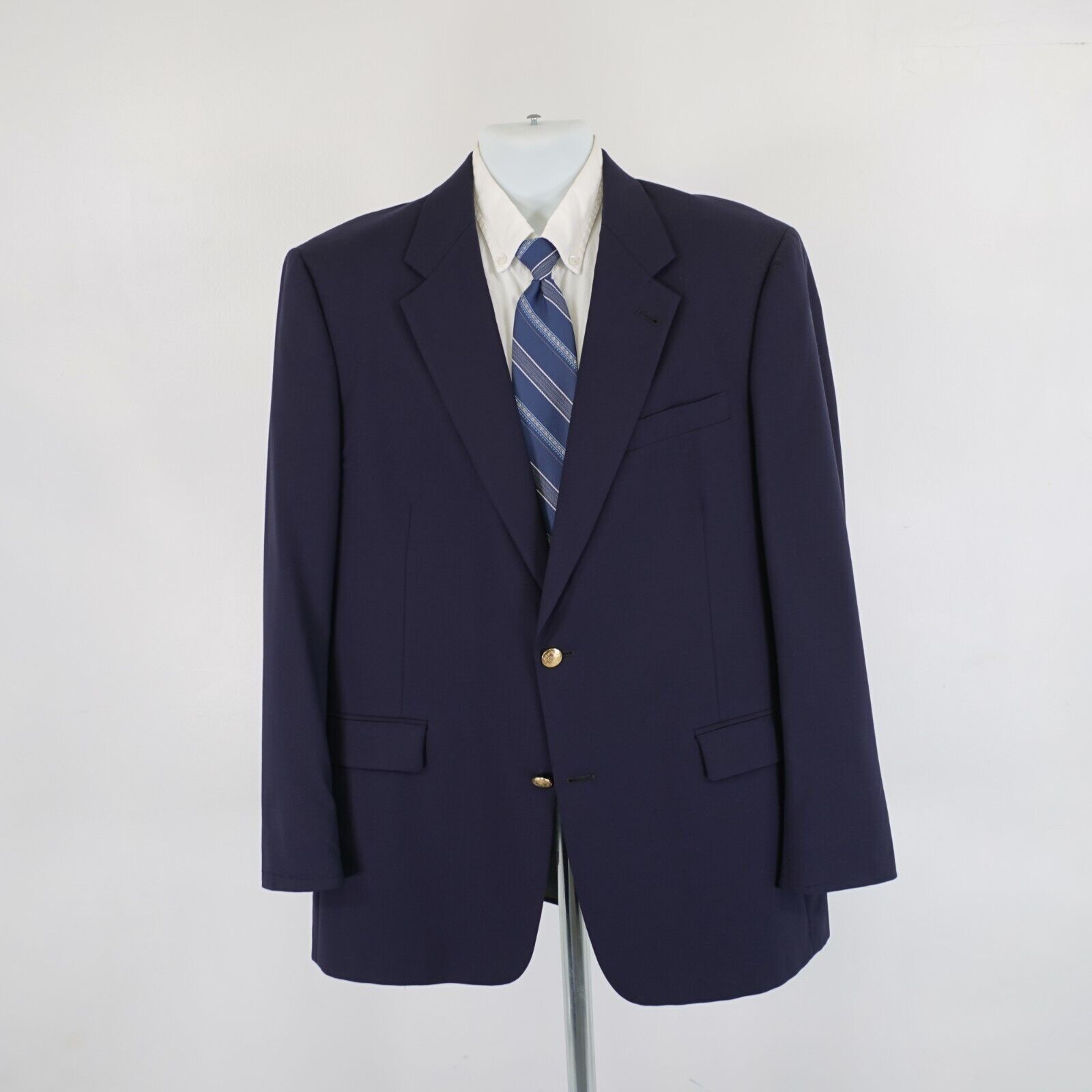 Hart Schaffner Marx Hart Schaffner Marx Wool Blue 2 Gold Button Blazer 42R / Sli Size 42R - 5 Thumbnail