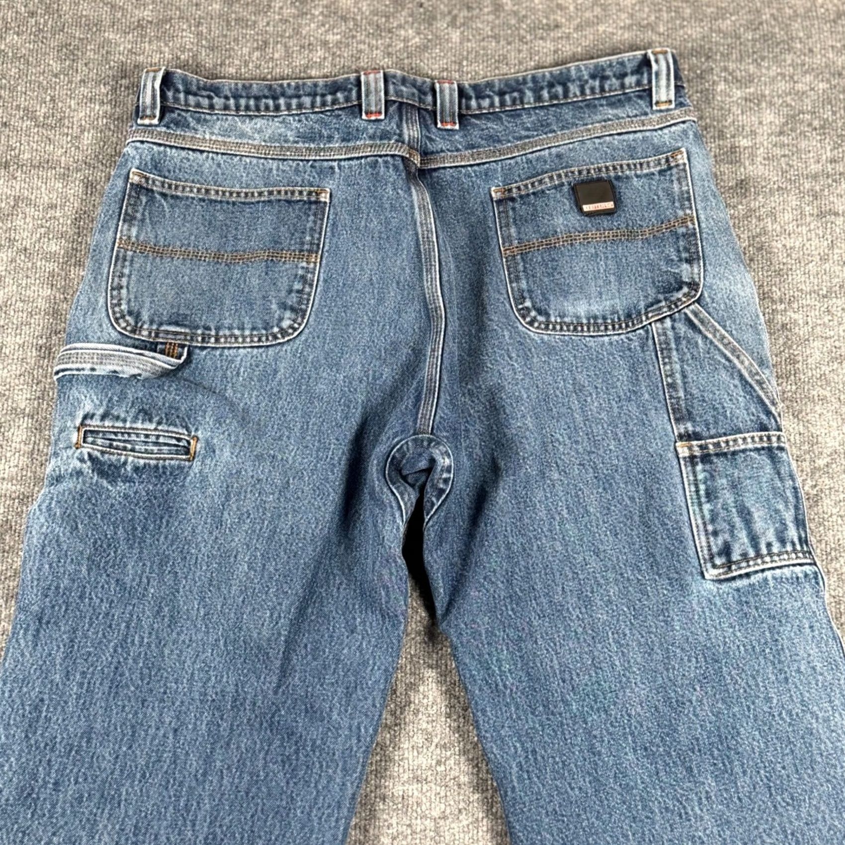 Vintage Craftsman Carpenter Jeans Jeans Men 38 Reg Blue Denim Workwear 8 Pockets Distressed Utility 28in Inseam Size US 38 / EU 54 - 4 Thumbnail