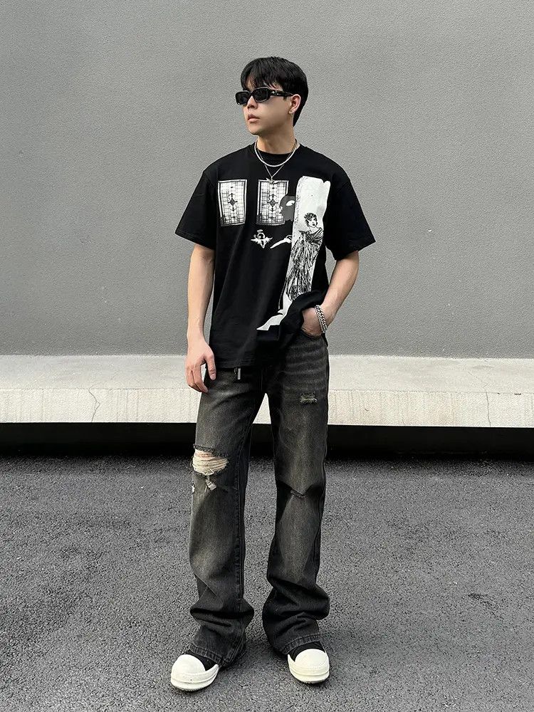 Japanese Brand × Jean Distressed Stacked Denim Jeans, Ripped Jeans Size US 32 / EU 48 - 4 Thumbnail