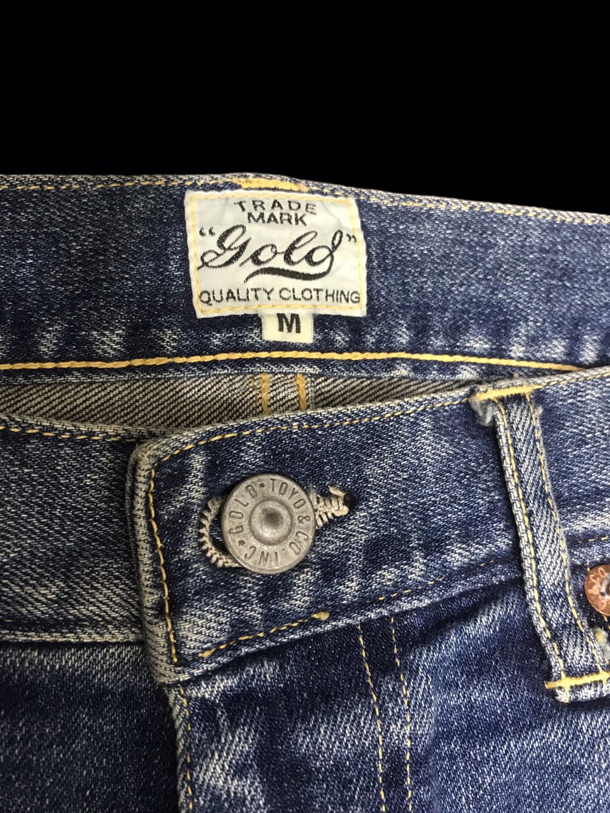Toyo Enterprises 💥BIKER DENIM💥GOLD BY TOYO ENT SKINNY BIKER DENIM F317 Size US 32 / EU 48 - 14 Thumbnail
