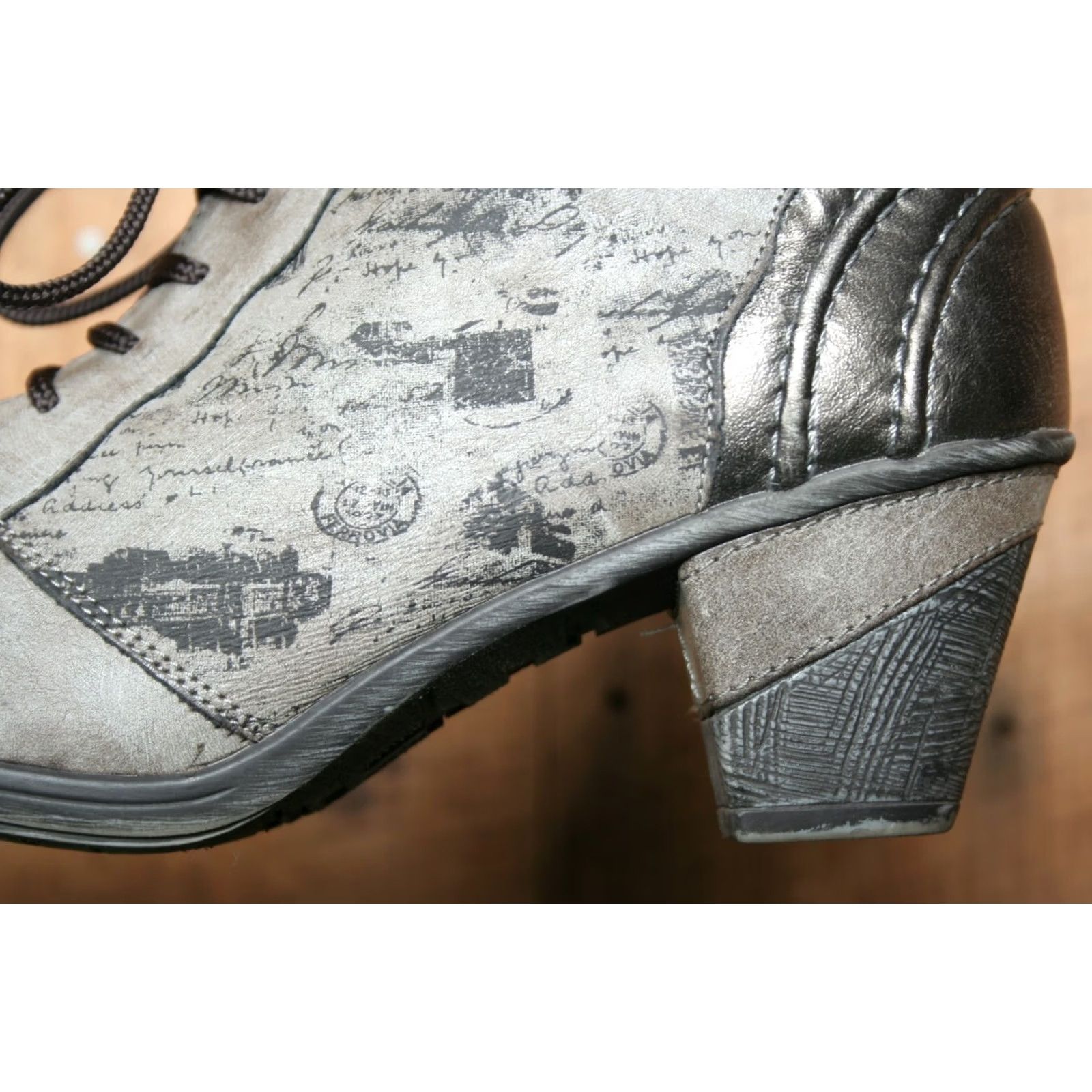 Vintage VINTAGE REMONTE Cheyenne 71 Bootie Womens Leather Ankle 2.5" Heel Black/Silver Brown/Gray Metallic EU41 US9.5-10 Mens Womens Girls Size US 9.5 / IT 39.5 - 7 Thumbnail