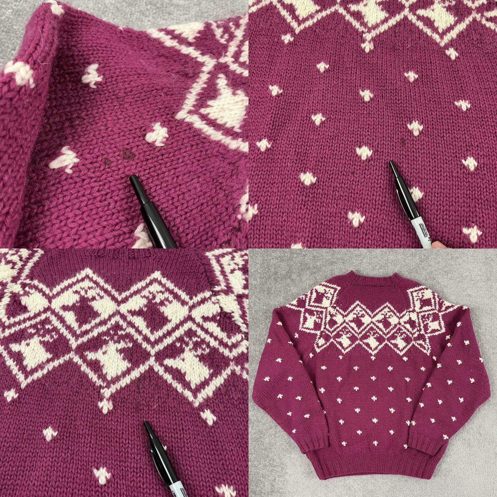Pinko VTG Hemisphere Hand Made Sweater Adult Men Large Pink Wool Knit Reindeer Grandpa Size US L / EU 52-54 / 3 - 8 Thumbnail