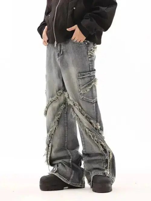 VIBE Retro ruined whiskering design washed distressed jeans Size US 32 / EU 48 - 2 Thumbnail