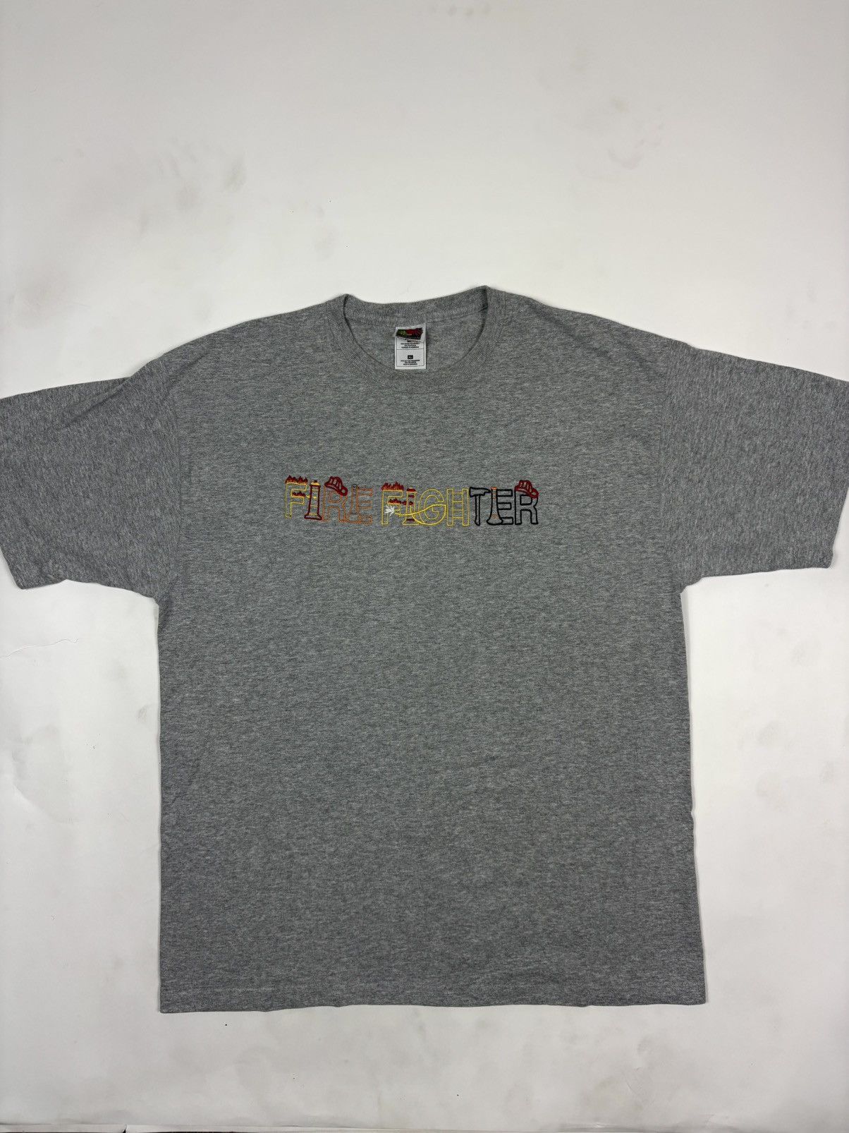 Vintage 1990s Vintage Embroidered “Fire Fighter” Graphic Tee Size US XL / EU 56 / 4 - 2 Thumbnail