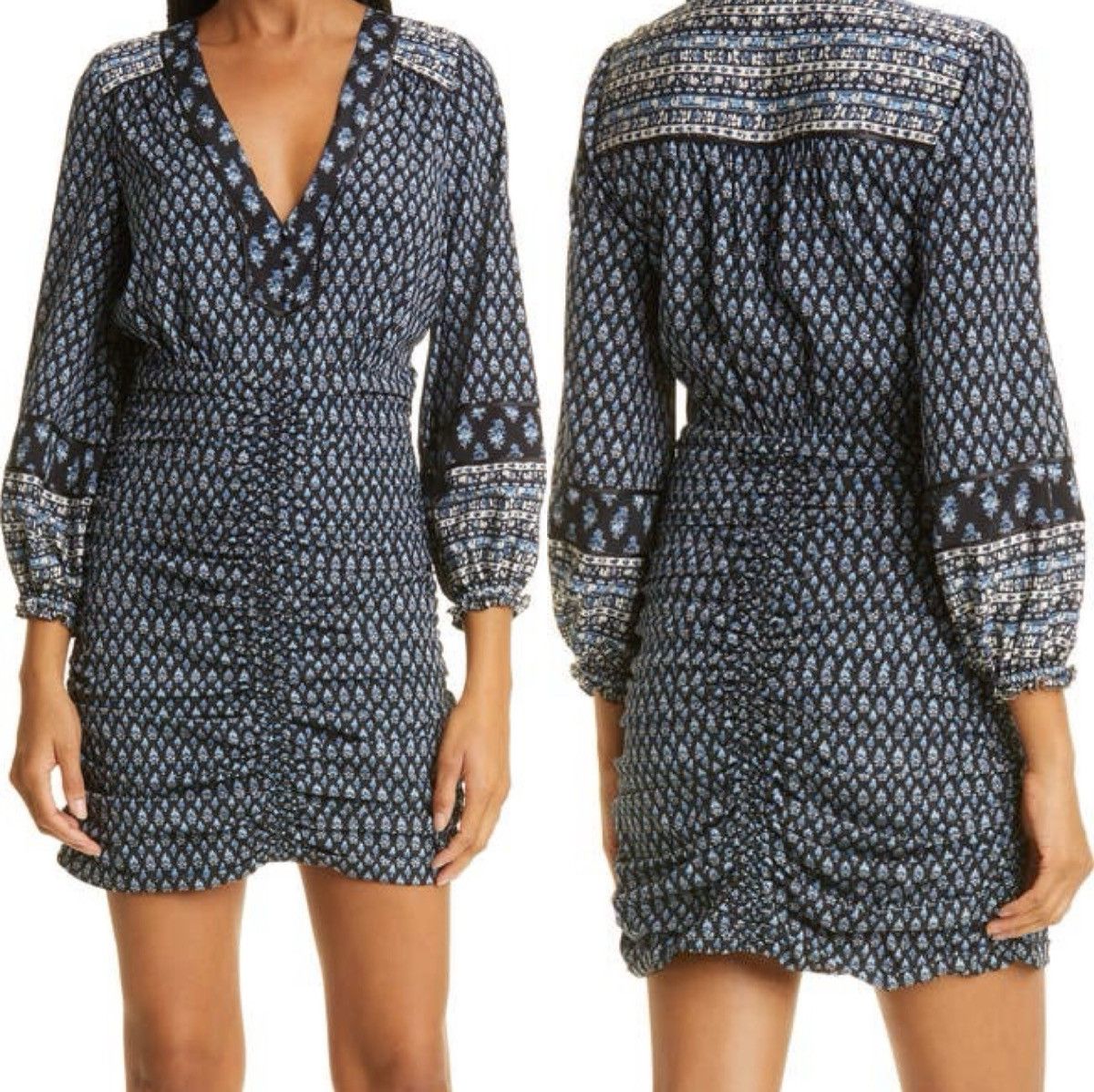 Veronica Beard Zaria Long Sleeve Mini Dress Floral Silk