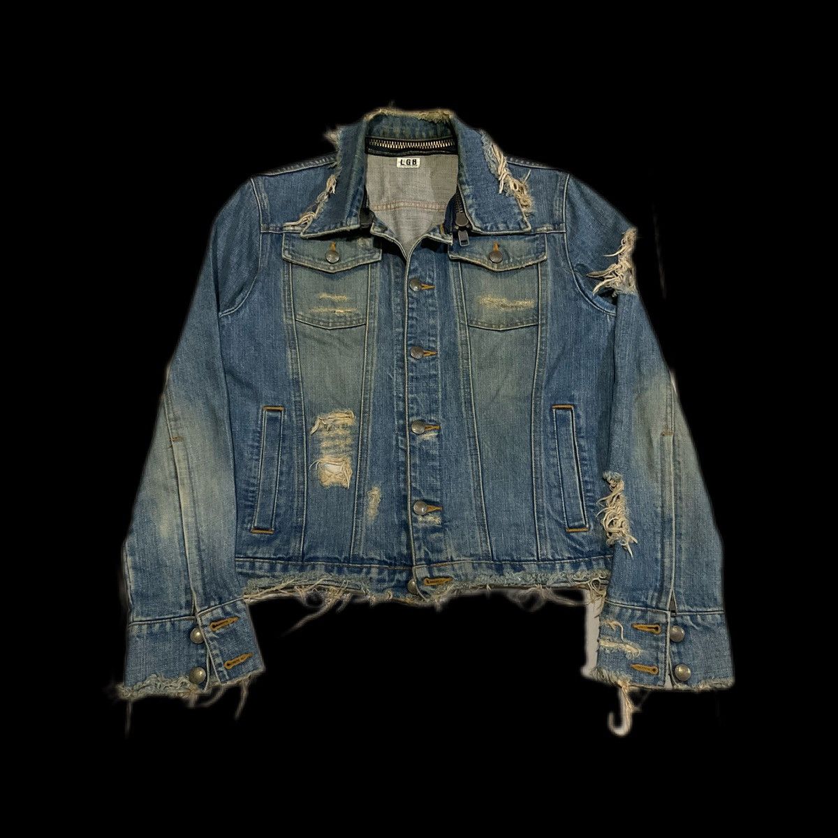 Hysteric Glamour × If Six Was Nine × Le Grande Bleu (L.G.B.) 🔥Rare Archived L.G.B. Destroy Frayed Denim Jacket Size US M / EU 48-50 / 2 - 2 Thumbnail
