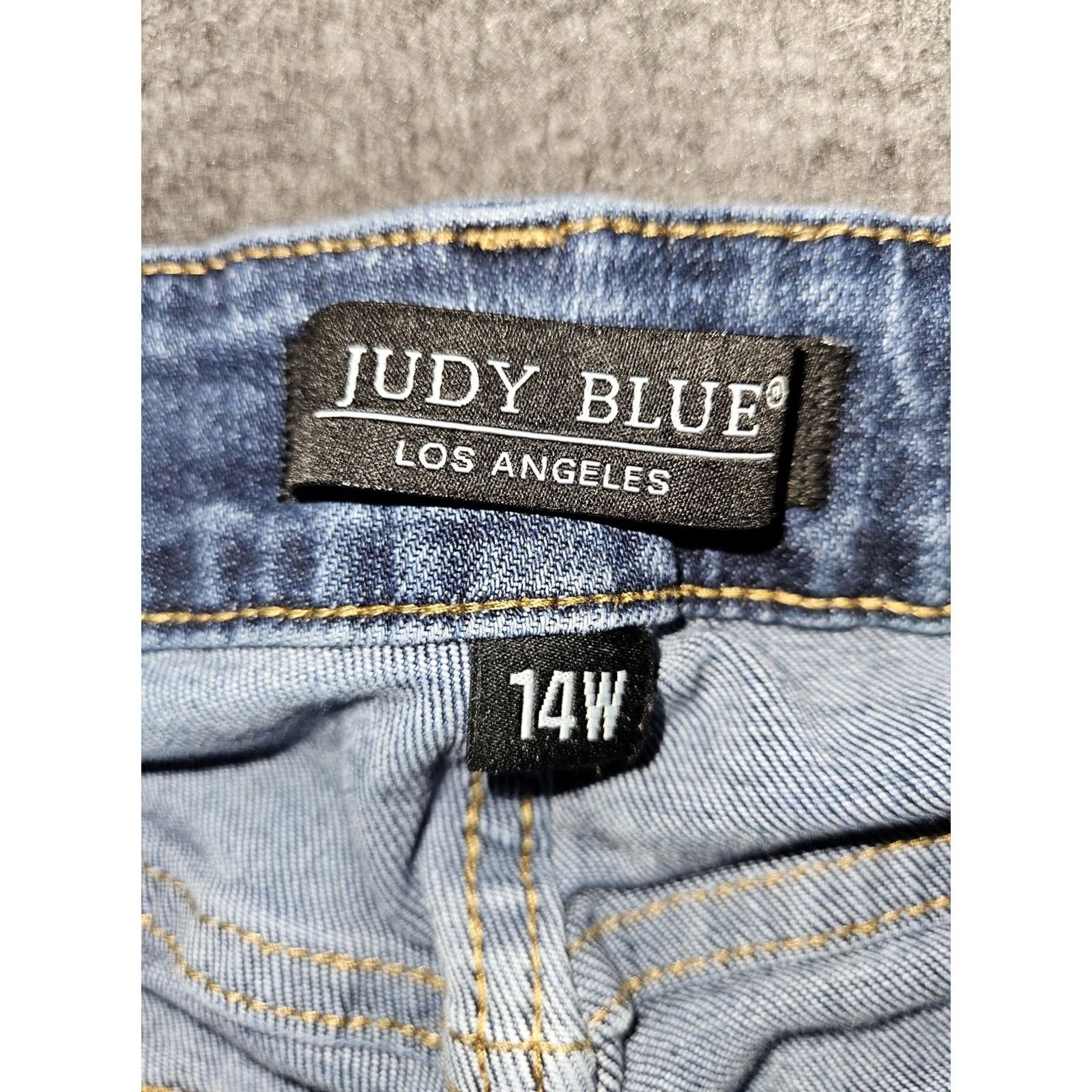 Denime Judy Blue Jeans Womens 14W Blue Distressed Bootcut Stretch Denim Mid Rise J88229 Jeans Women Distressed Pockets Logo Button Zip Fly Size 36" / US 14 / IT 50 - 2 Thumbnail