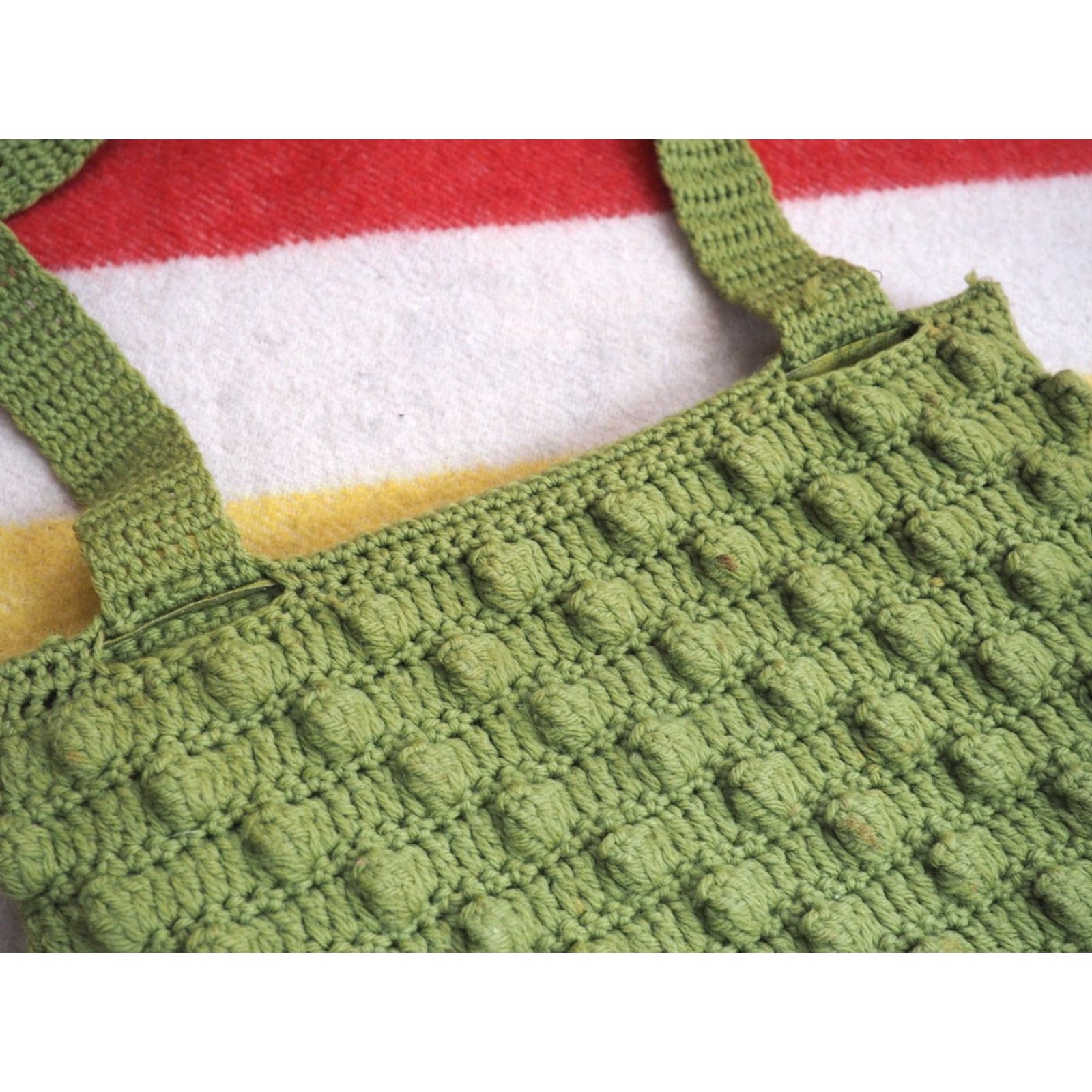 Olive VTG 60s 70s Moss Olive Green Boho Hippy Crochet Handmade Retro Purse Bag Purse Women Size ONE SIZE - 5 Thumbnail