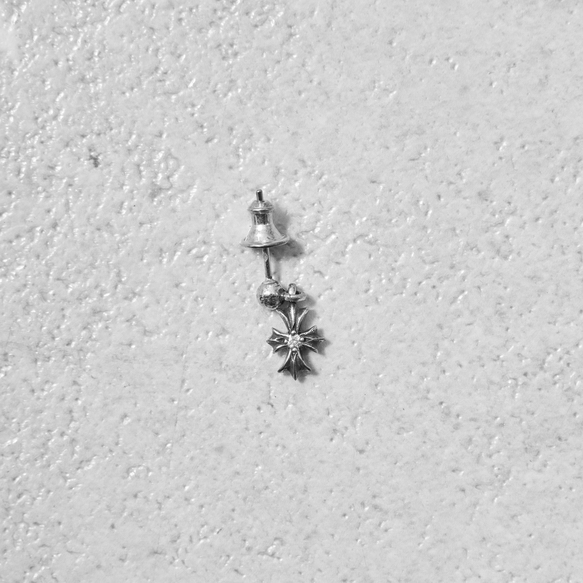 Chrome Hearts DIAMOND CHROME HEARTS Tiny E Silver Diamond Earring Size ONE SIZE - 1 Thumbnail